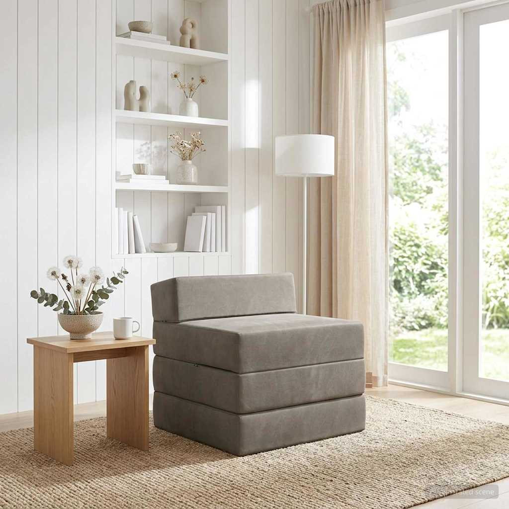 vidaXL Klappsofa Bett Hellgrau 200 x 70 x 15 cm Samt