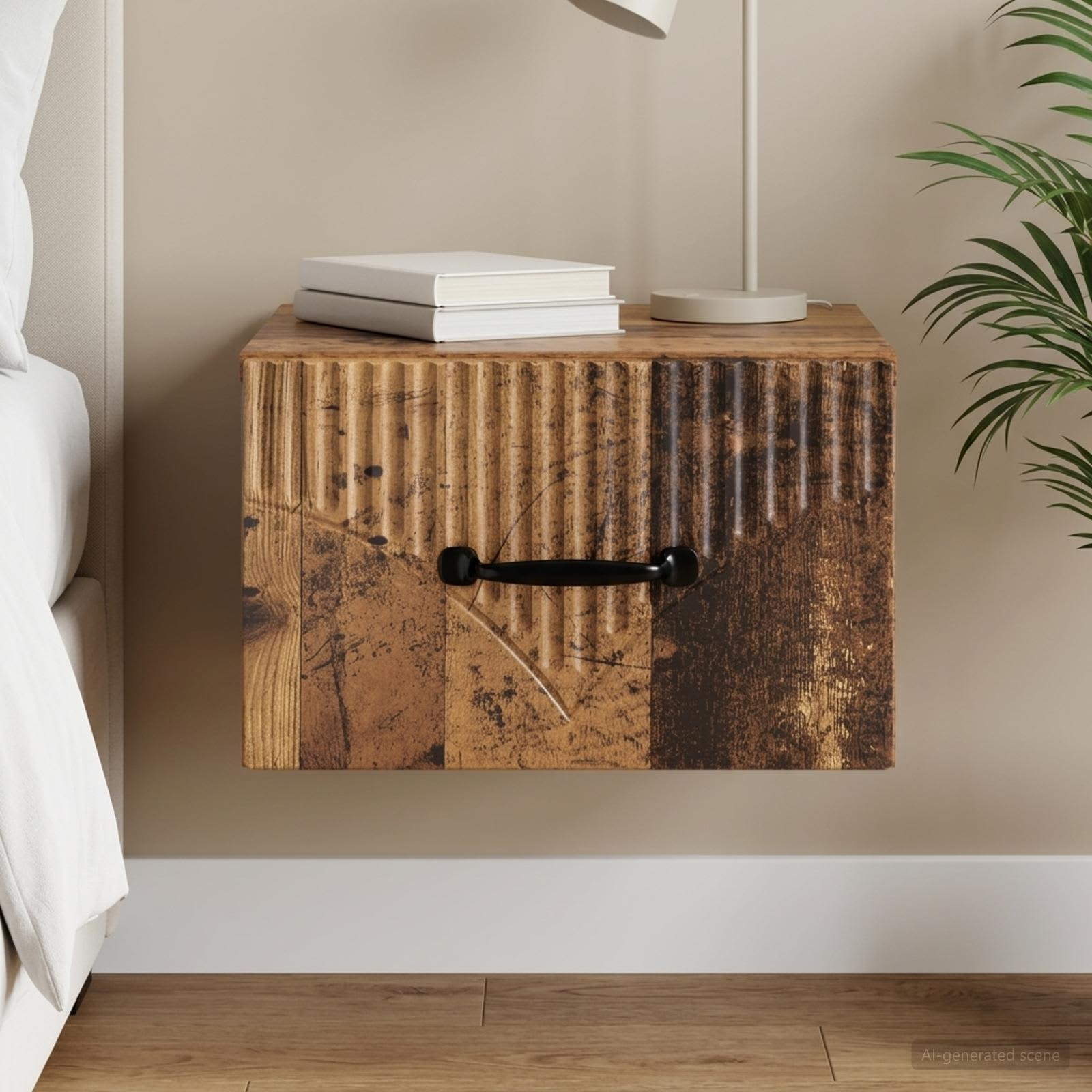 vidaXL Wandmontierter Nachttisch Altholz 34,5 x 33 x 20 cm
