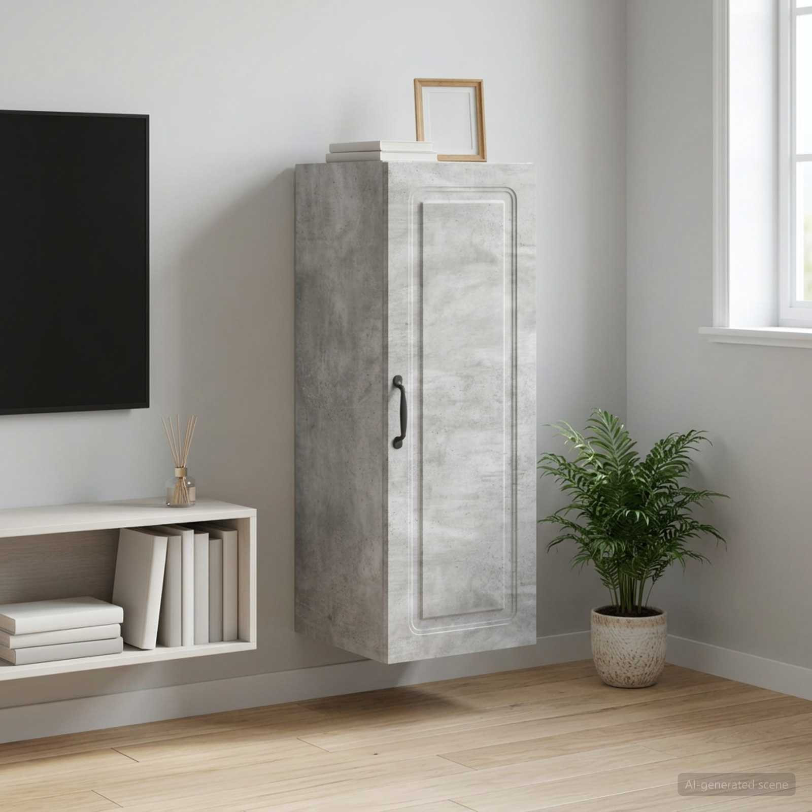 vidaXL Wandschrank Betongrau 33 x 34,5 x 90 cm Holzwerkstoff