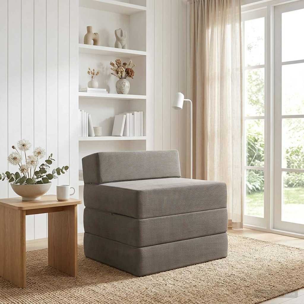 vidaXL Klappsofa Bett Hellgrau 200 x 70 x 15 cm Cordstoff