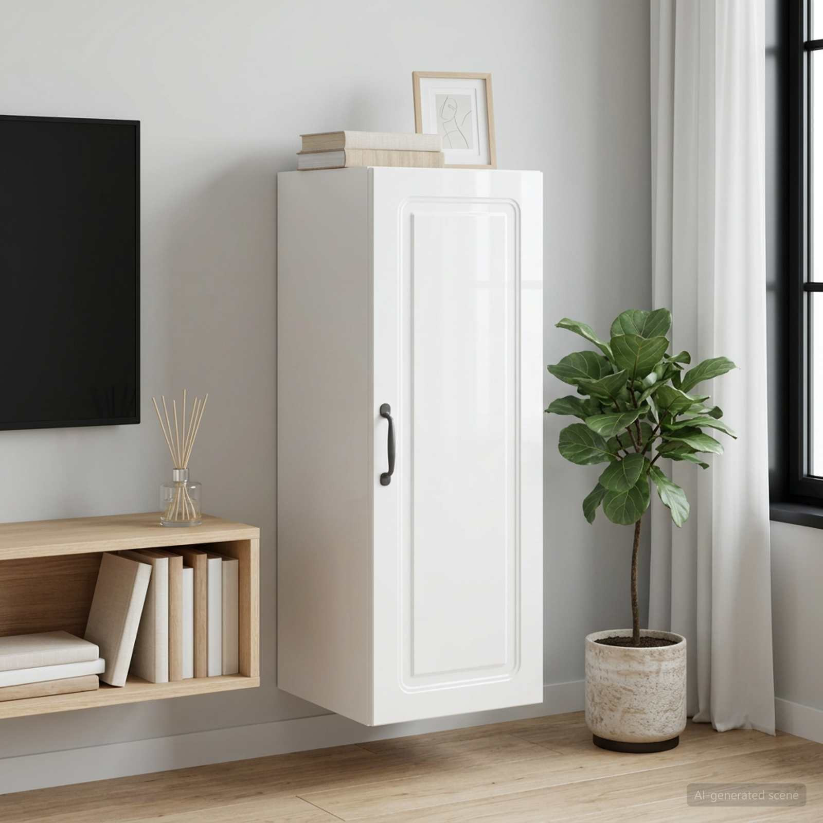 vidaXL Wandschrank Hochglanz Weiß 33 x 34,5 x 90 cm Holzwerkstoff