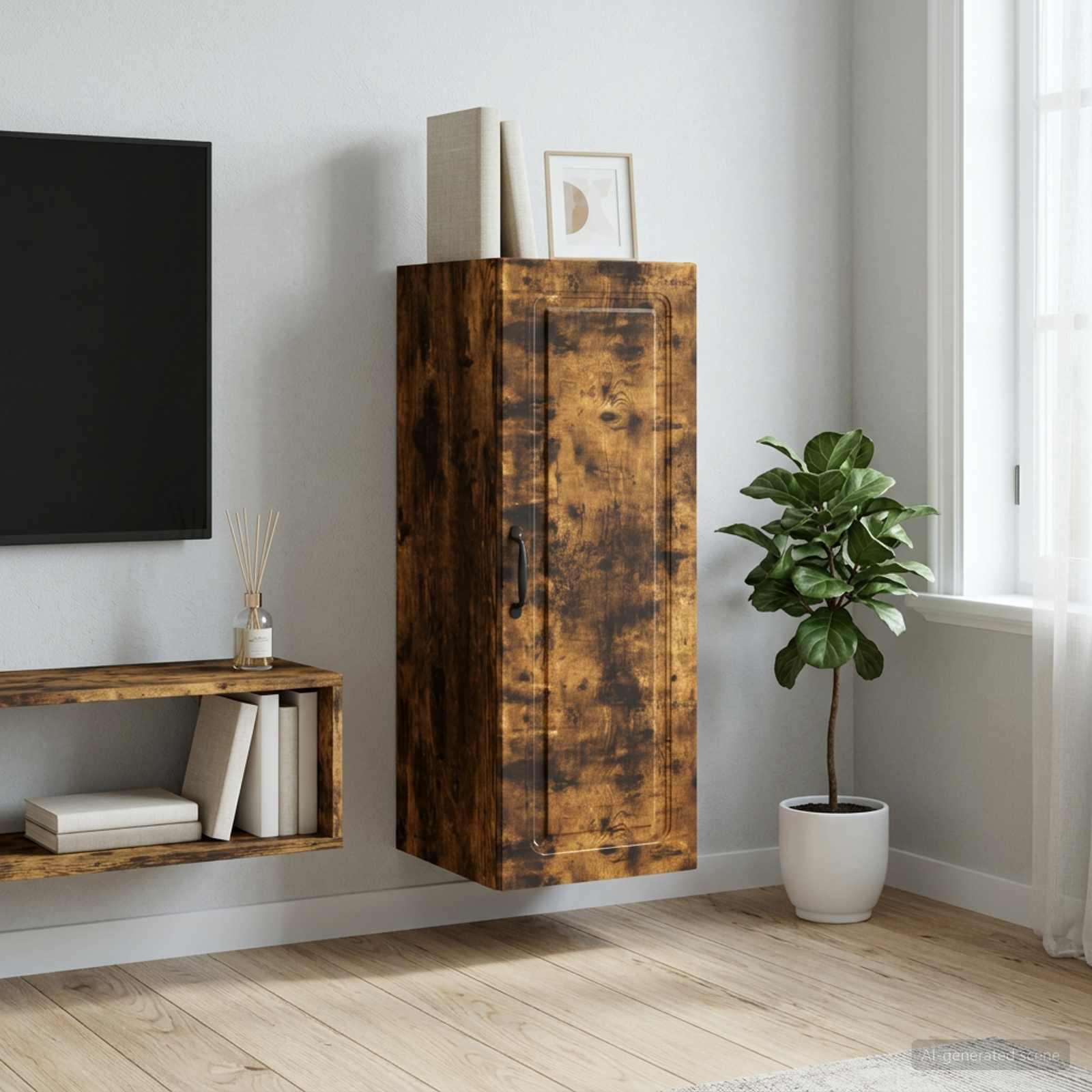 vidaXL Wandschrank Geräucherte Eiche 33 x 34,5 x 90 cm Holzwerkstoff