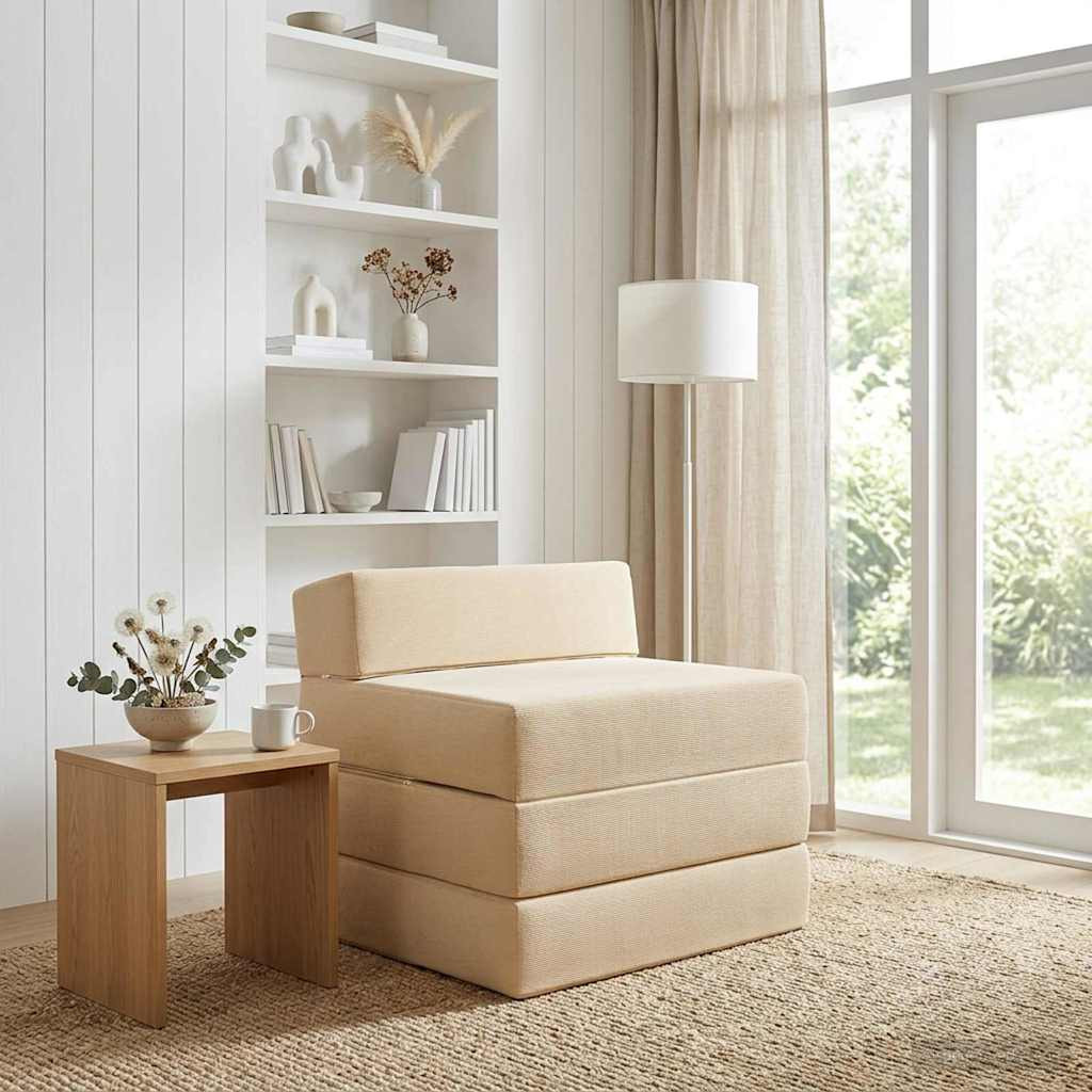 vidaXL Klappsofa Bett Creme 200 x 70 x 15 cm Cordstoff