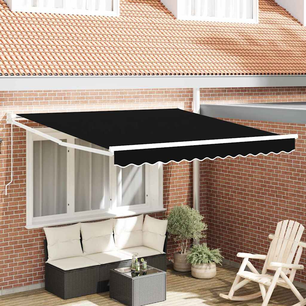 vidaXL Ausziehbare Markise Schwarz 350 x 250 cm