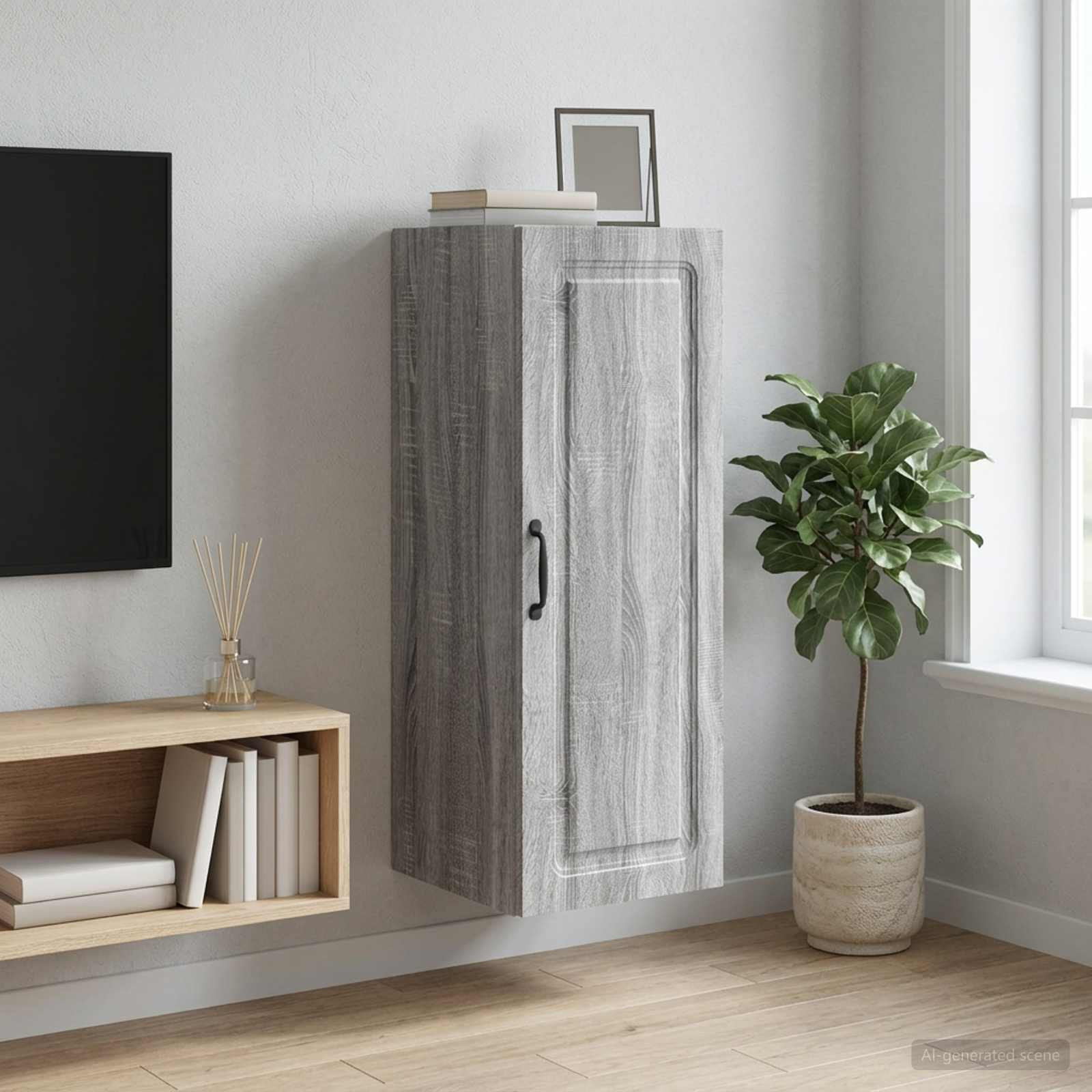 vidaXL Wandschrank Grau Sonoma 33 x 34,5 x 90 cm Holzwerkstoff