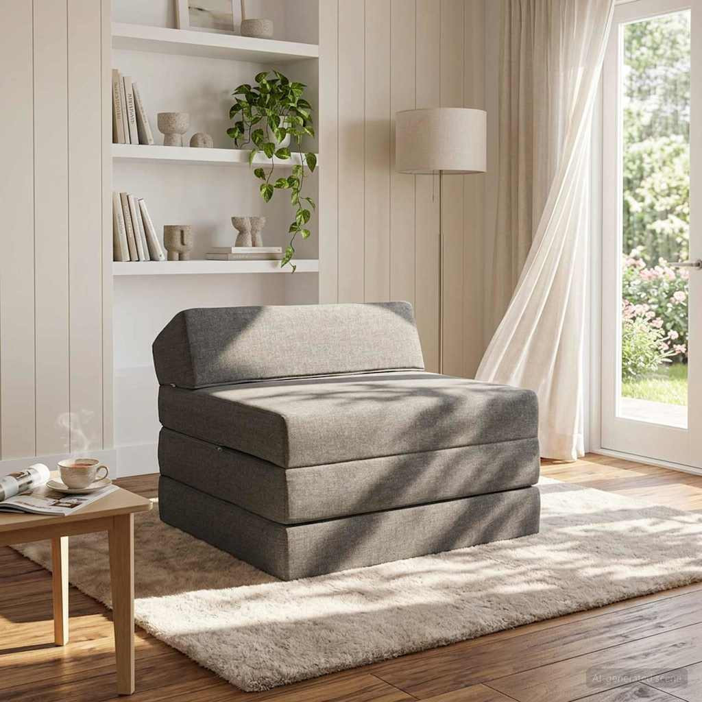 vidaXL Klappsofa Bett Hellgrau 200 x 70 x 10 cm Stoff