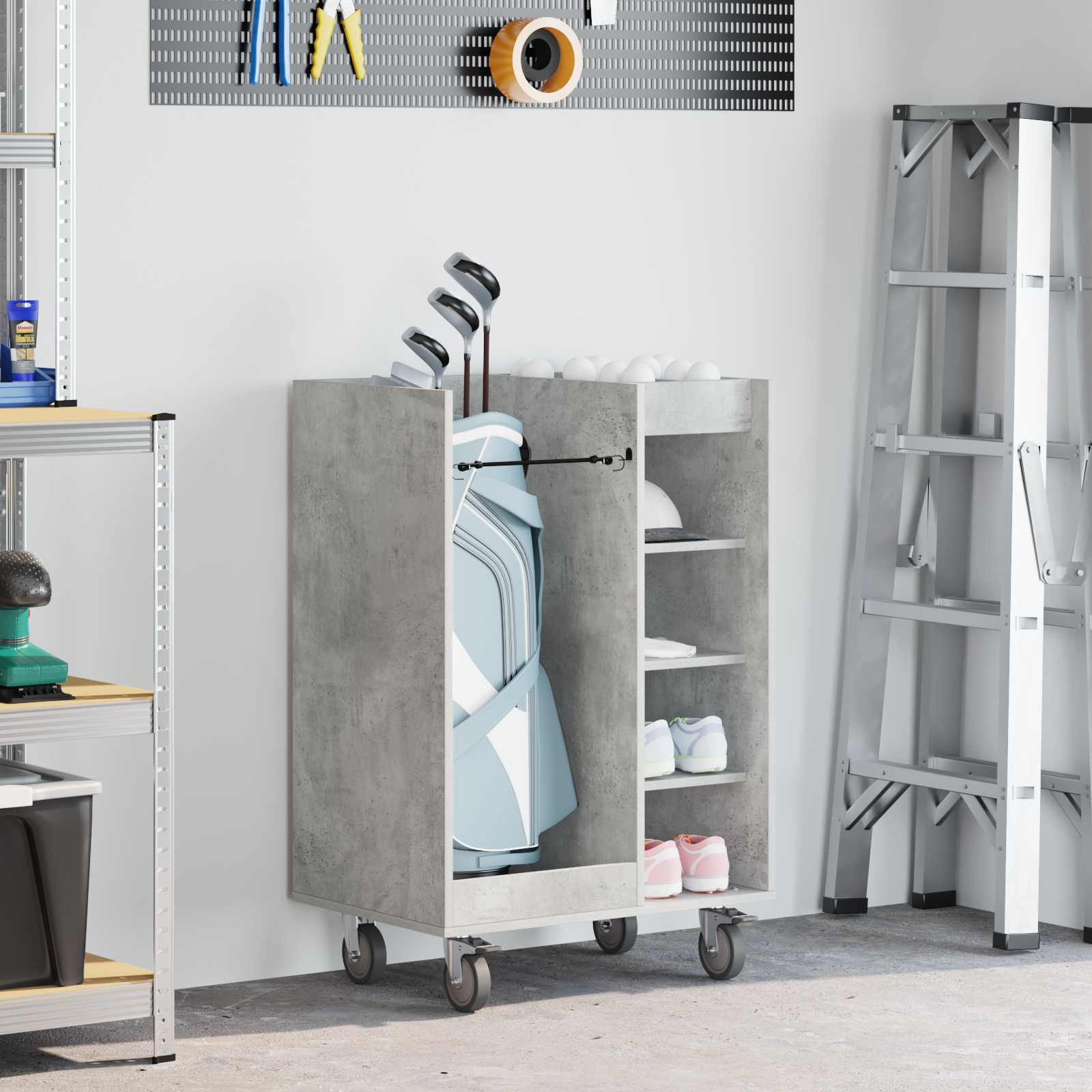 vidaXL Golf Schrank Mit Rad Uni Beton Grau 65 x 45 x 98 cm