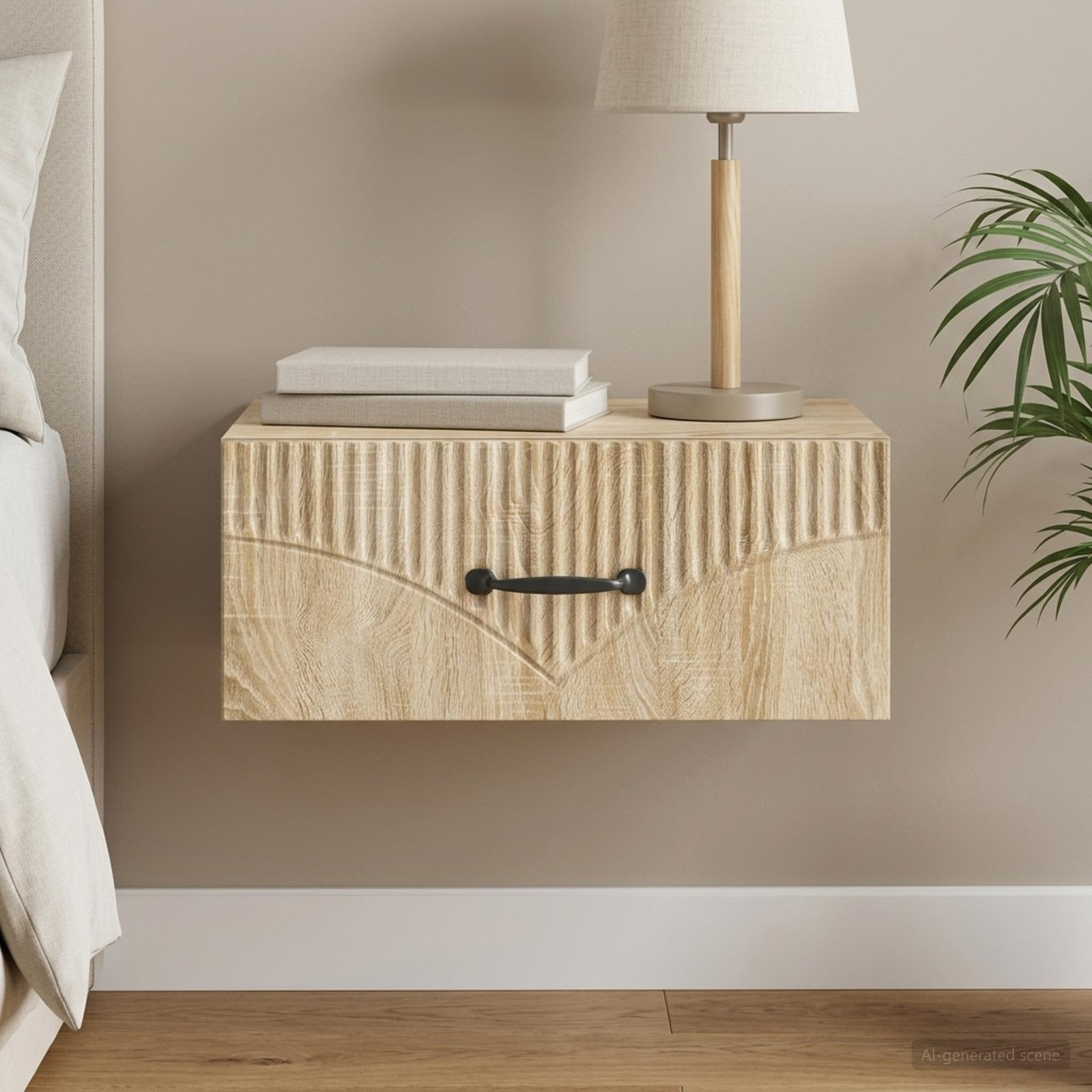 vidaXL Wandmontierter Nachttisch Sonoma-Eiche 49 x 34,5 x 20 cm