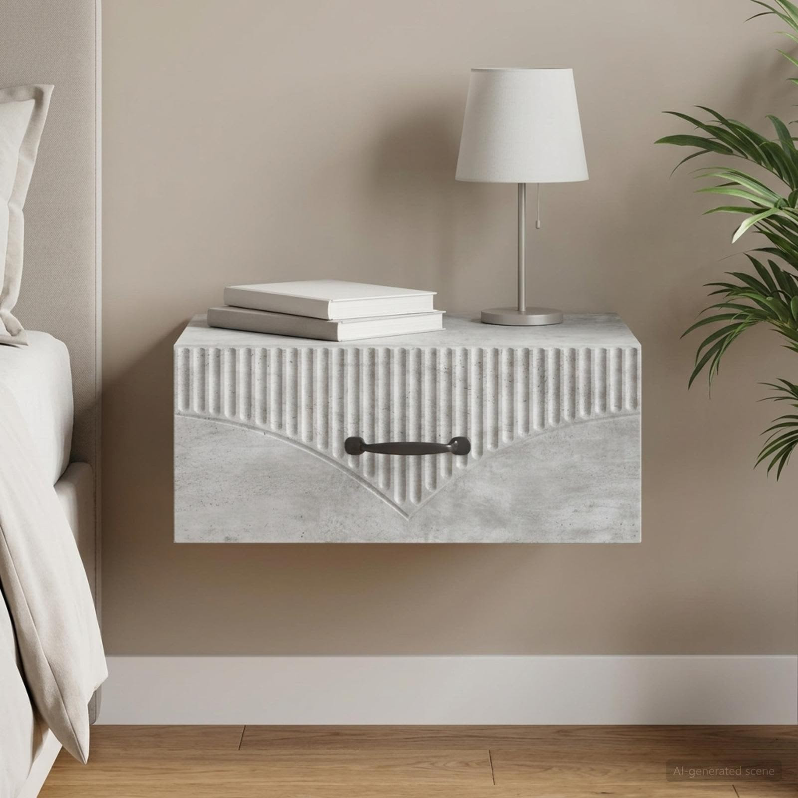 vidaXL Wandmontierter Nachttisch Betongrau 49 x 34,5 x 20 cm