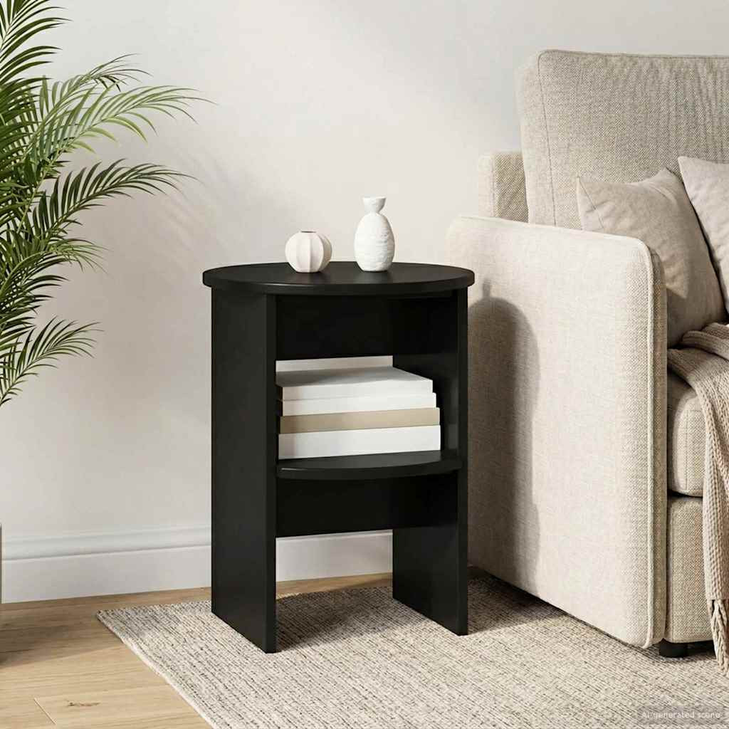 vidaXL Seitenschrank Schwarz Ø40 x 50 cm Holzwerkstoff