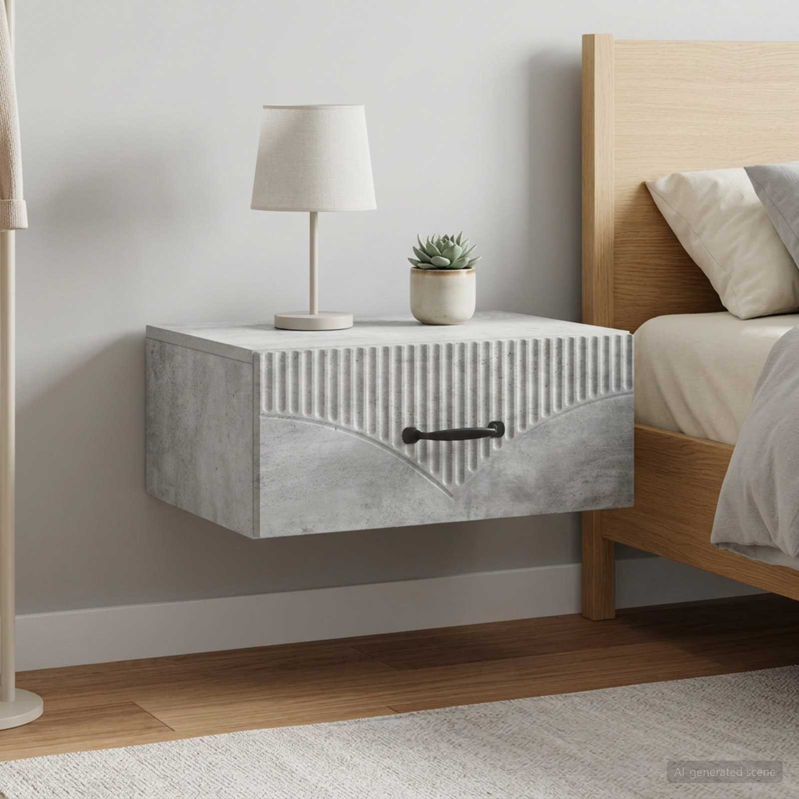 vidaXL Wandmontierter Nachttisch 2 pcs Betongrau 49 x 34,5 x 20 cm