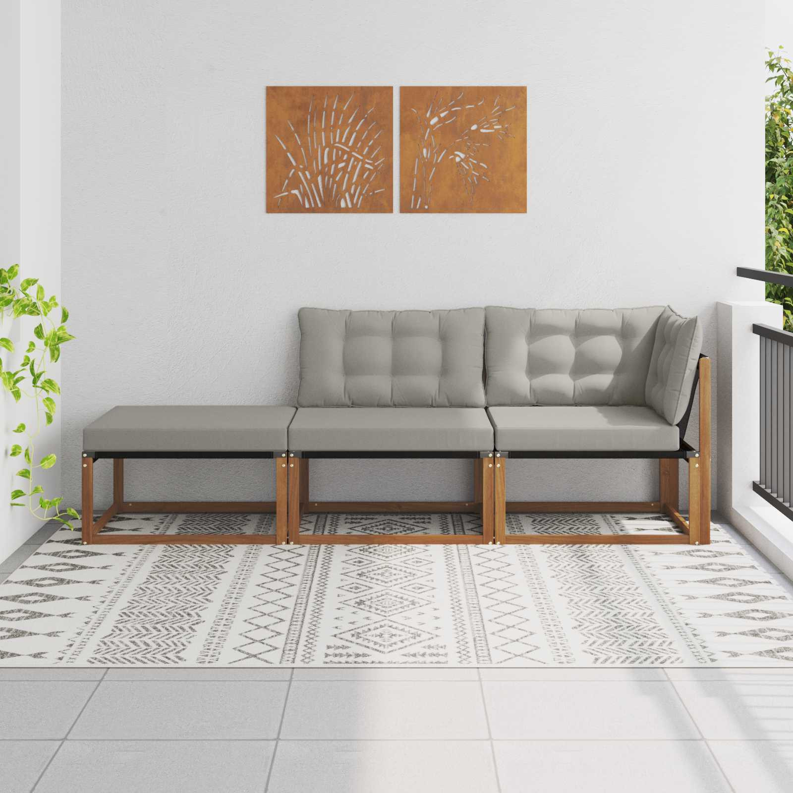 vidaXL Sectional Sofa Einheiten 3 Stück Natürlich und Hellgrau