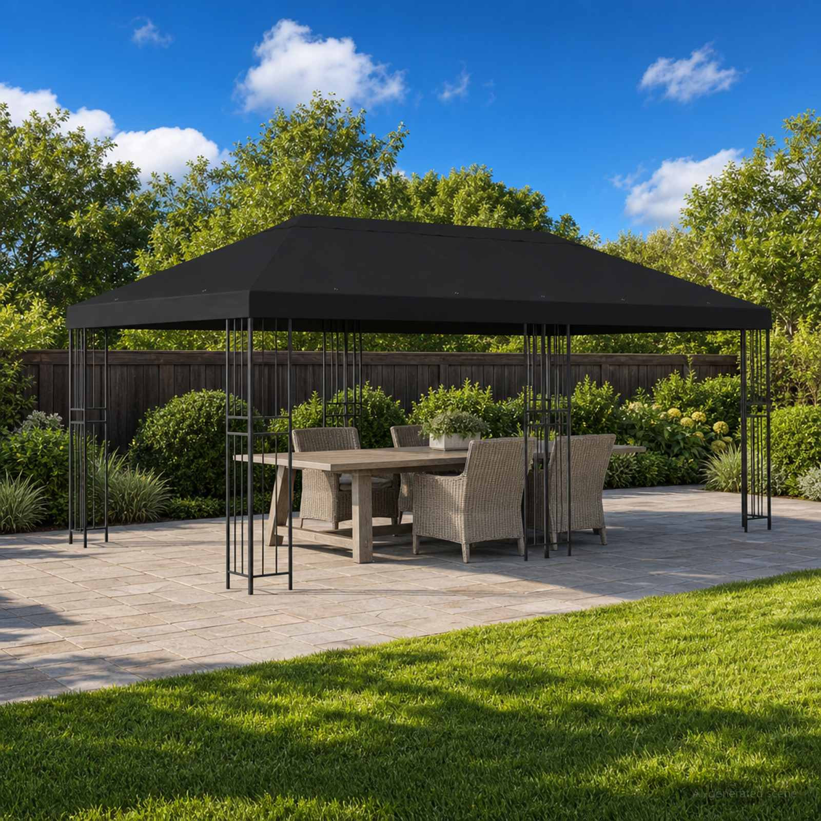 vidaXL Pavillon-Blendenbezug 6 x 3 m Schwarz Polyester 190 gsm