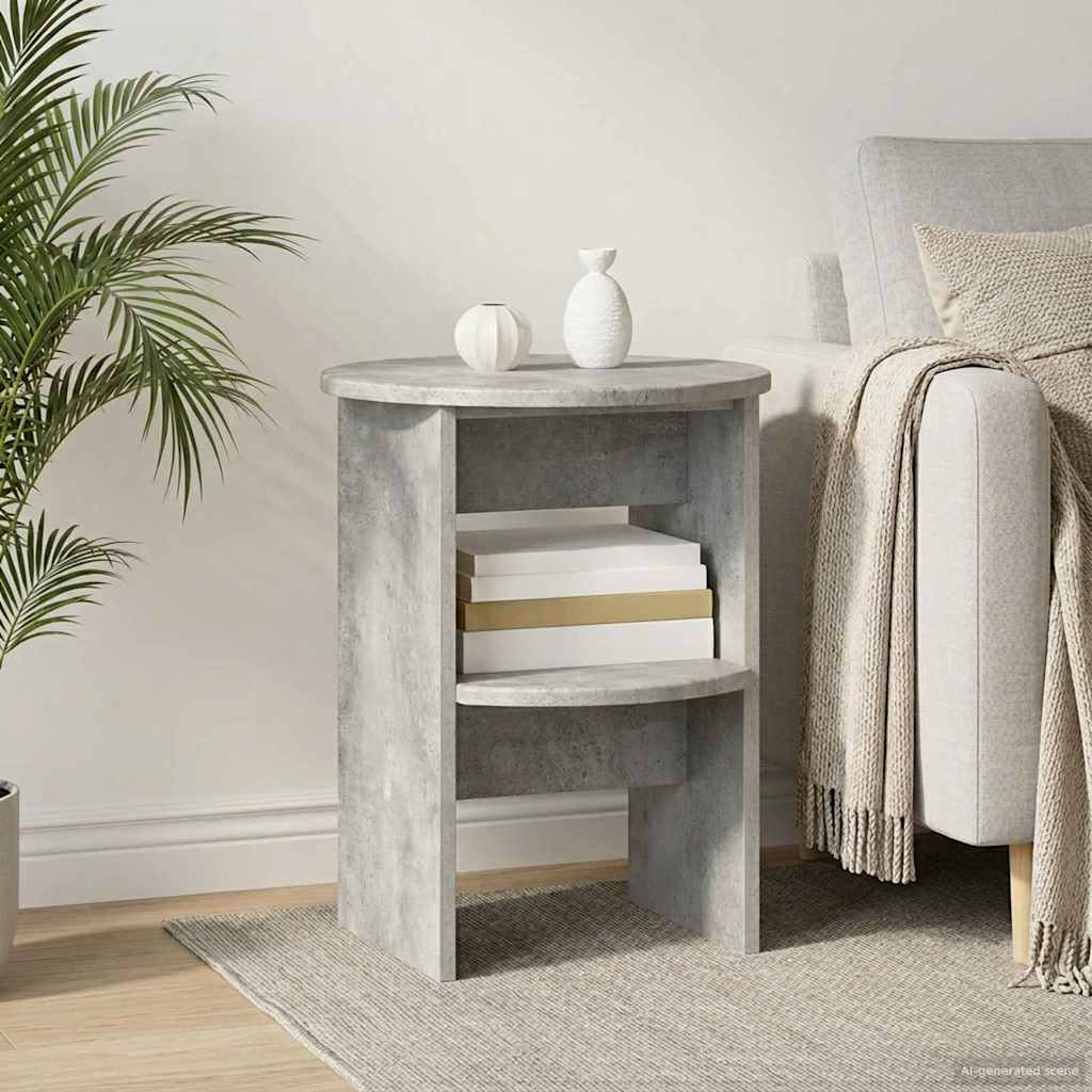 vidaXL Seitenschrank Betongrau Ø40 x 50 cm Holzwerkstoff