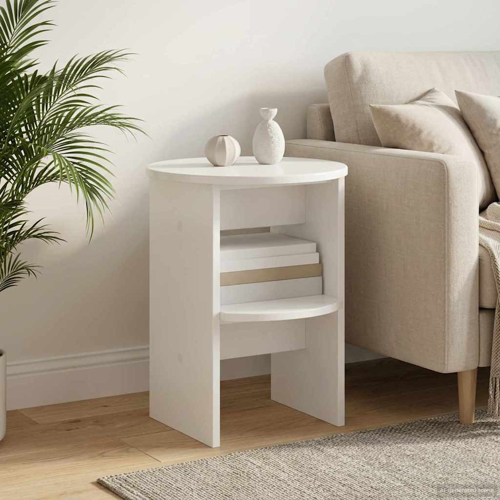 vidaXL Seitenschrank Hochglanz Weiß Ø40 x 50 cm Holzwerkstoff