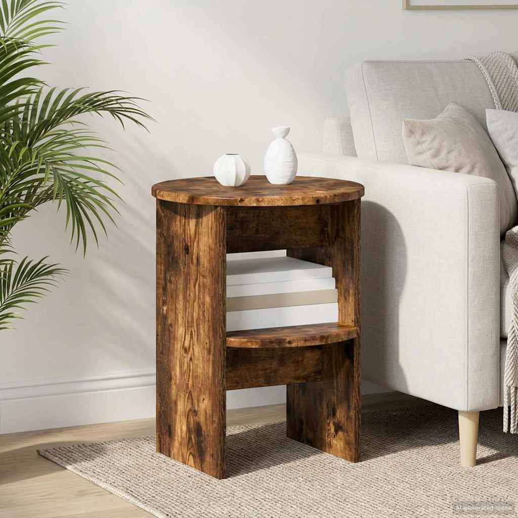 vidaXL Seitenschrank Geräucherte Eiche Ø40 x 50 cm Holzwerkstoff