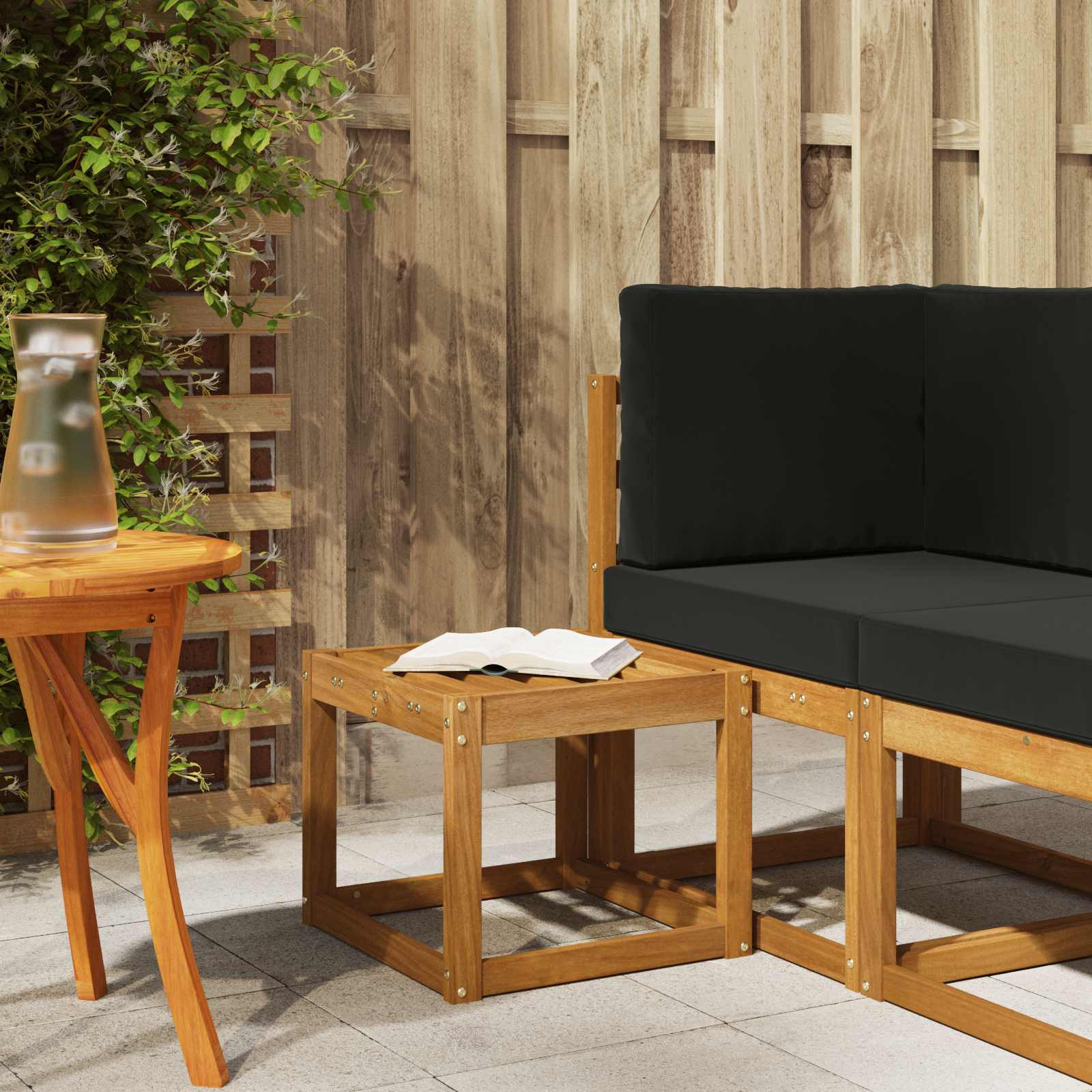 vidaXL Hocker Bank Natur 43 x 43 x 37 cm Massivholz Akazie