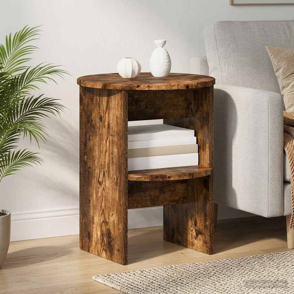 vidaXL Seitenschrank 2 pcs Geräucherte Eiche Ø40 x 50 cm Holzwerkstoff