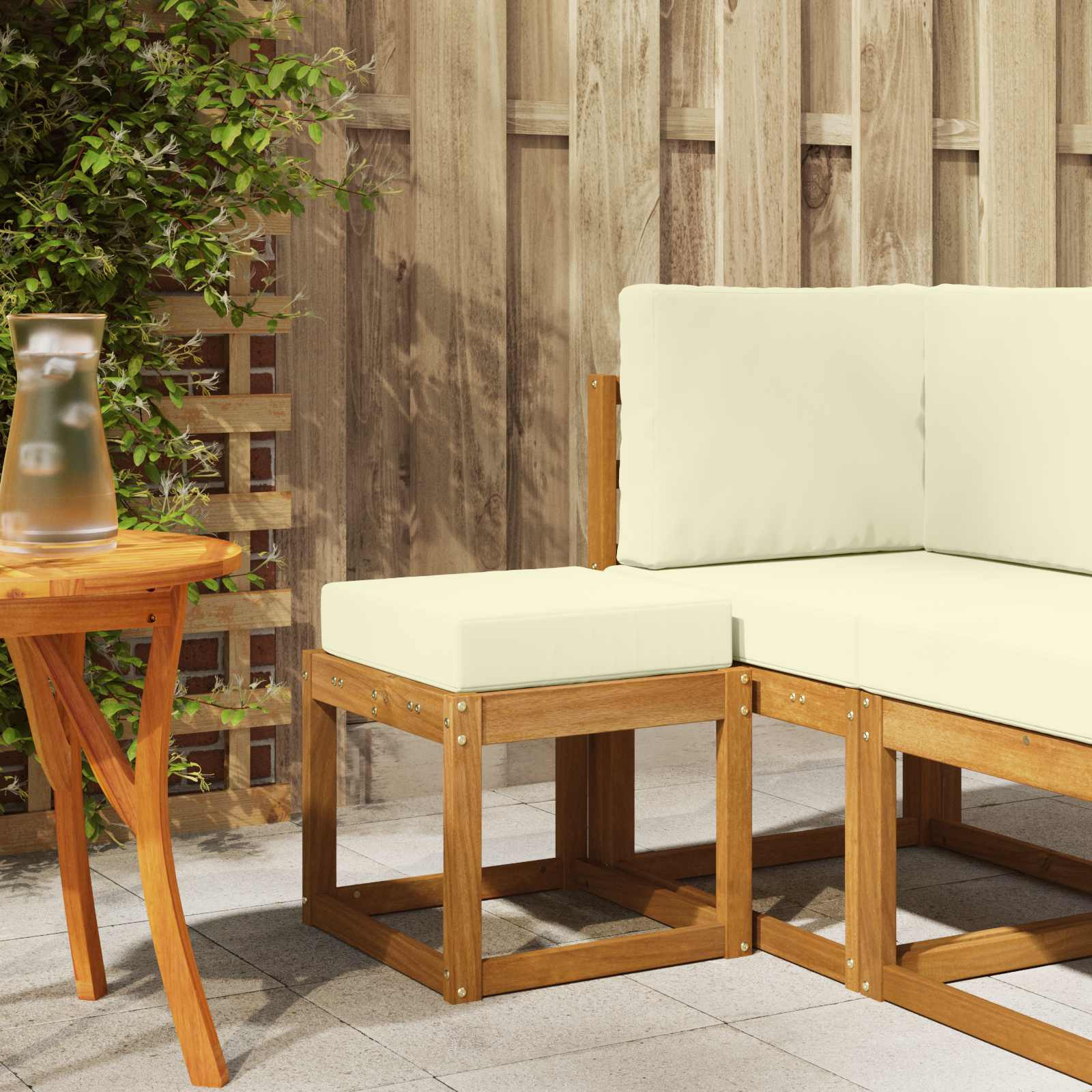 vidaXL Outdoor Hocker Bank Massivholz Akazie Natur