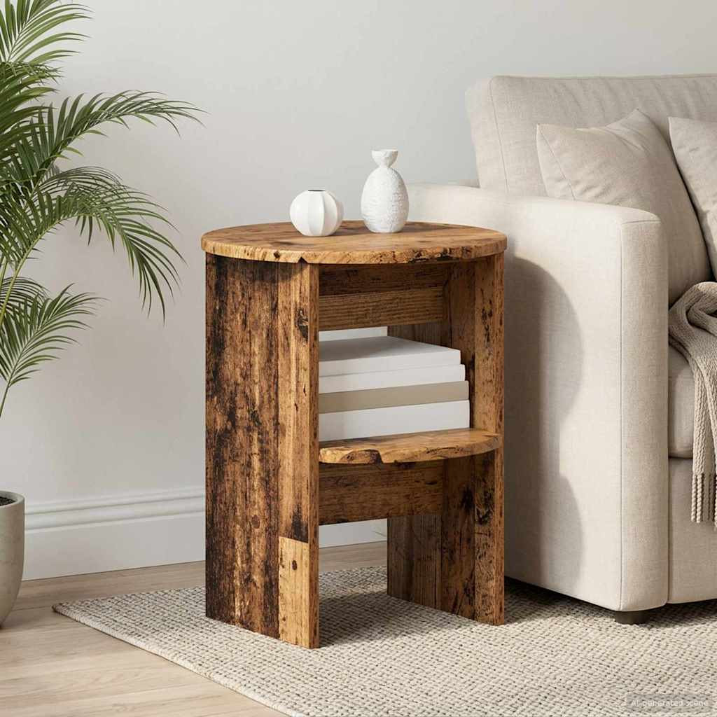 vidaXL Seitenschrank Altholz Ø40 x 50 cm Holzwerkstoff