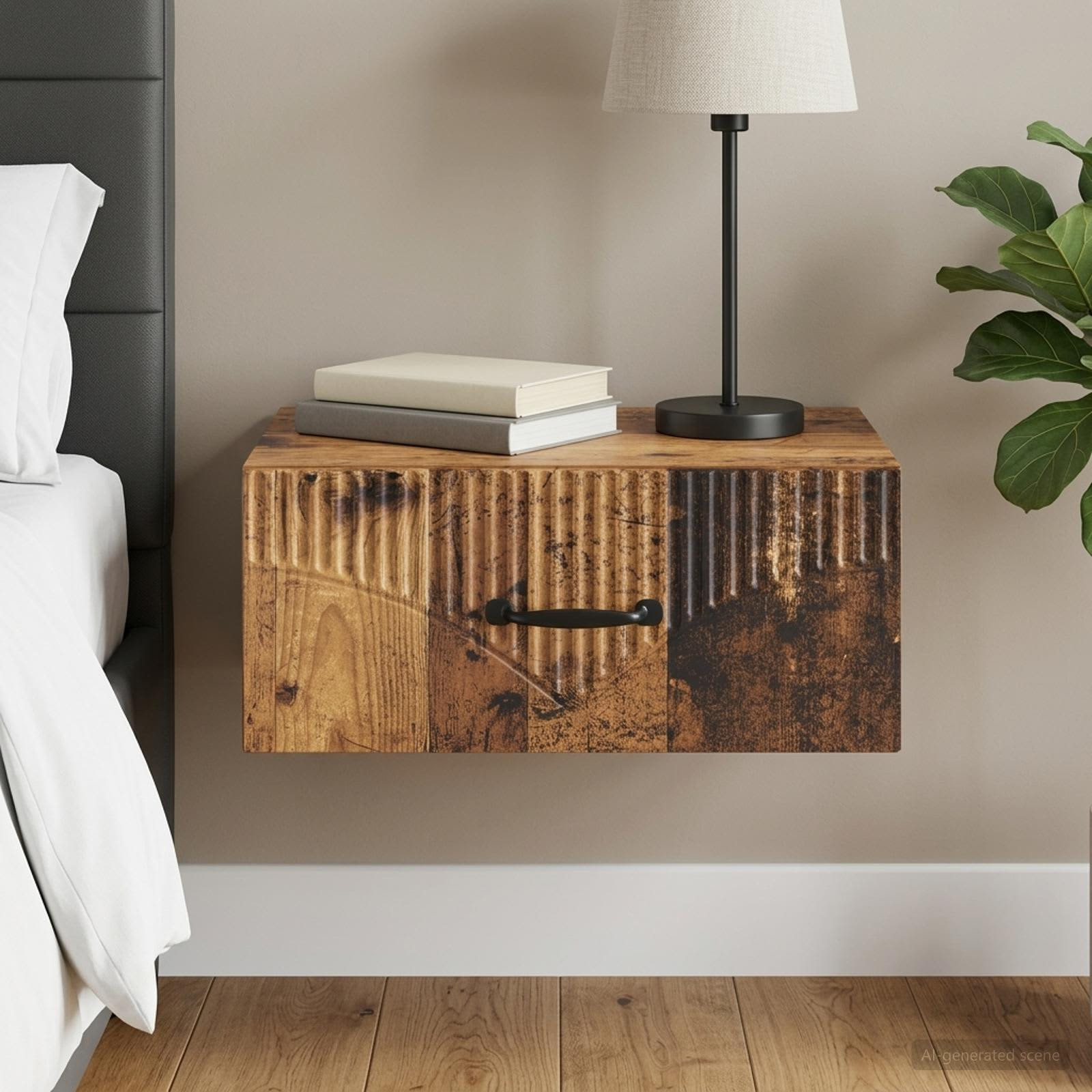 vidaXL Wandmontierter Nachttisch Altholz 49 x 34,5 x 20 cm