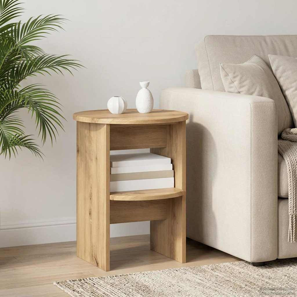 vidaXL Seitenschrank Artisan-Eiche Ø40 x 50 cm Holzwerkstoff