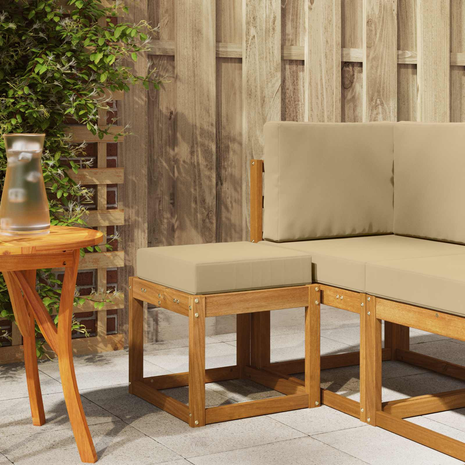 vidaXL Outdoor Hocker Bank Massivholz Akazie Natur