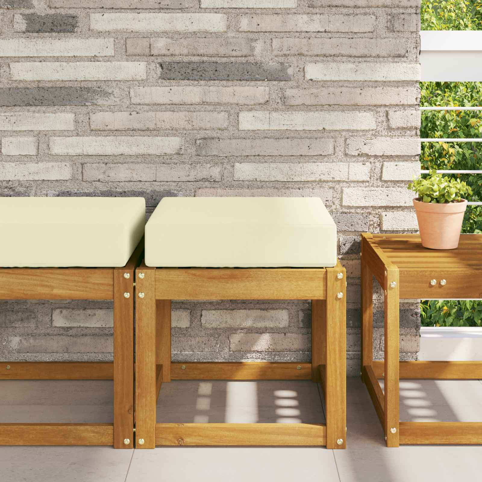 vidaXL Sitzkissen für Outdoor Creme 40 x 40 x 8 cm 100 % Polyester