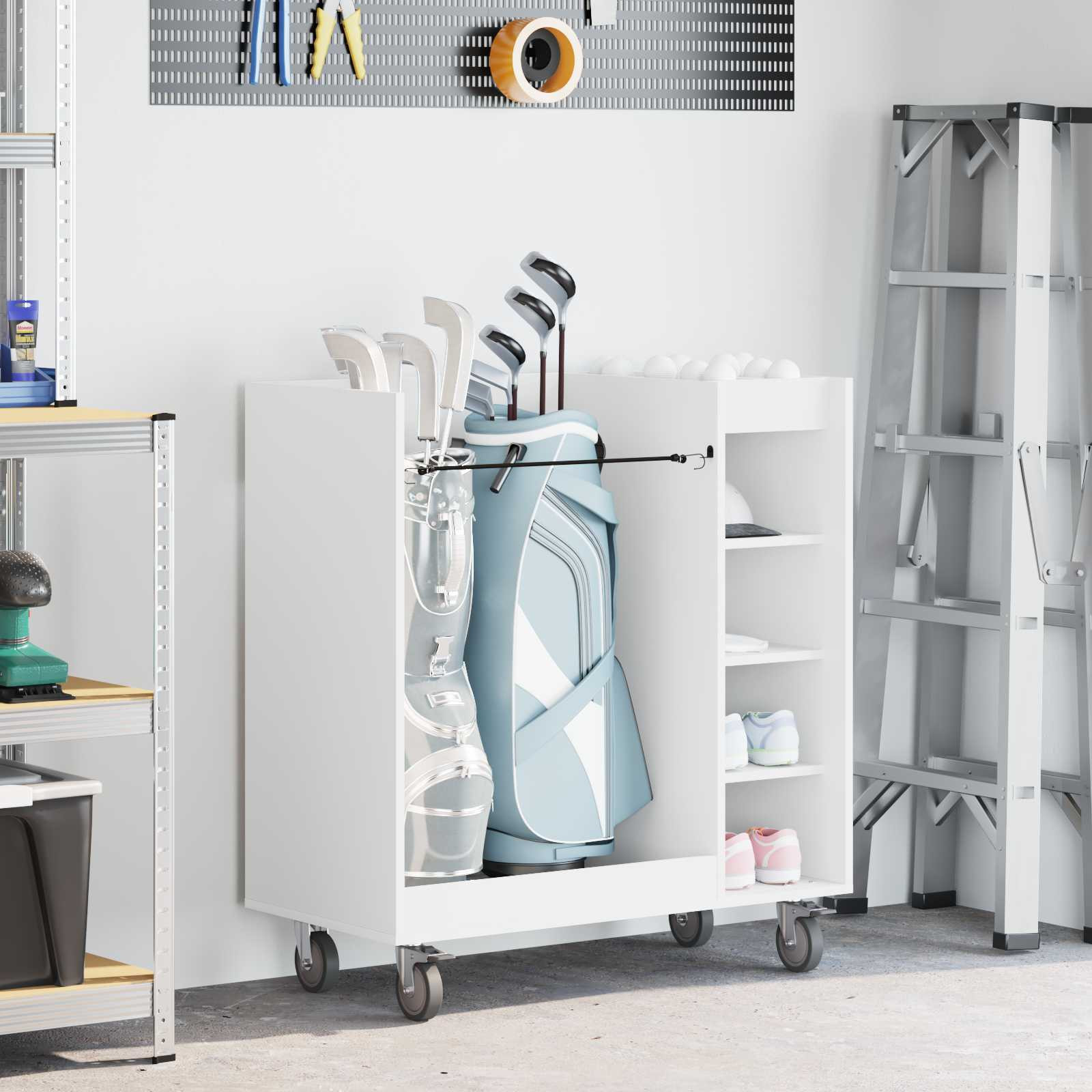 vidaXL Golf Schrank Mit Rad Uni Weiß 90 x 45 x 98 cm