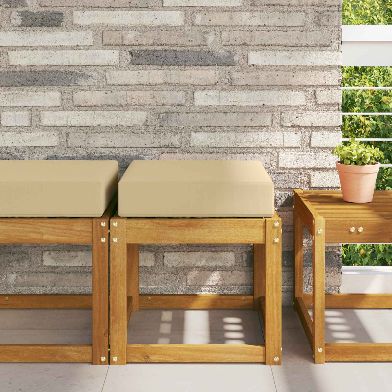 vidaXL Sitzkissen für Outdoor Beige 40 x 40 x 8 cm 100 % Polyester