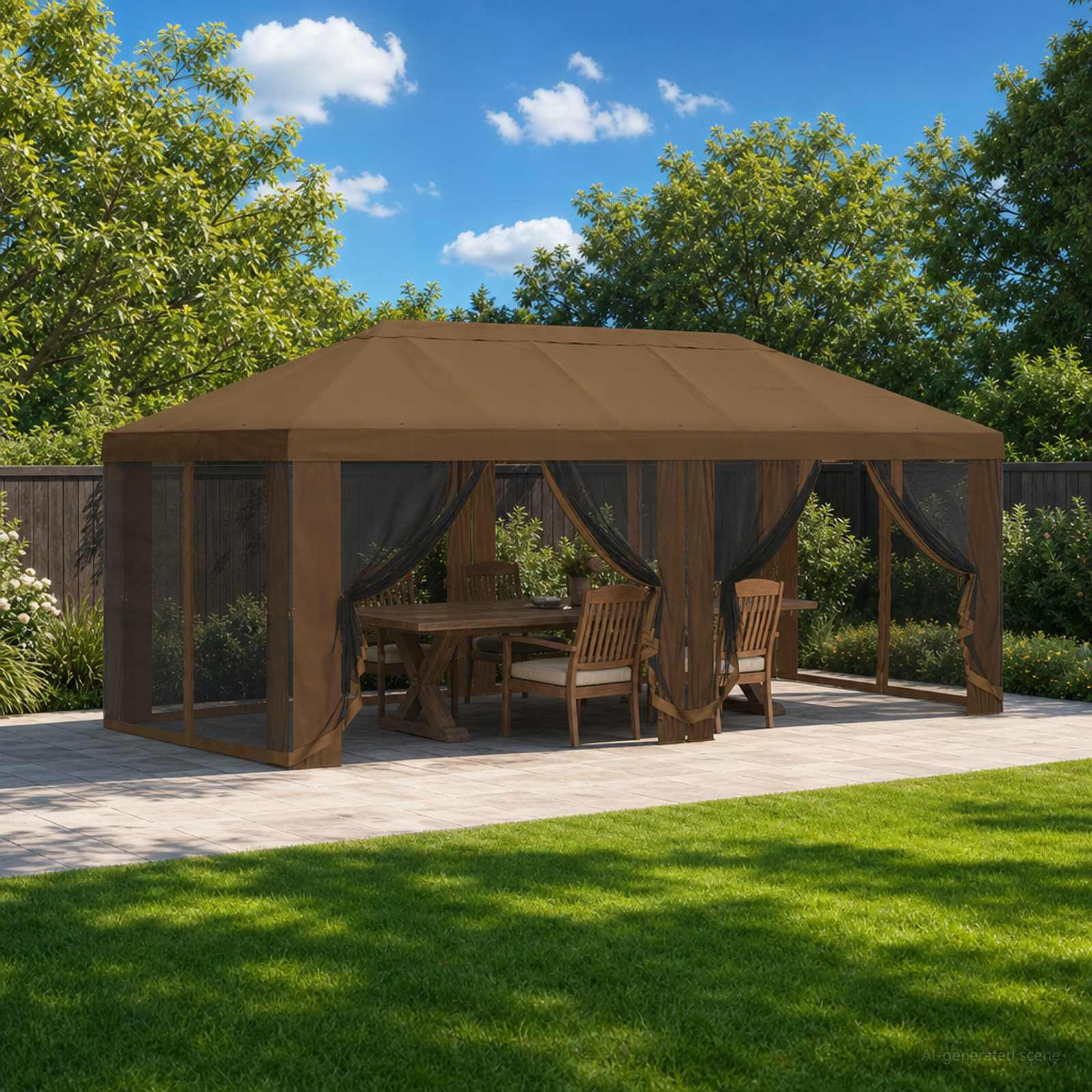 vidaXL Pavillon Dach mit Seitenwänden 6 x 3 m Taupe Polyester 190 gsm