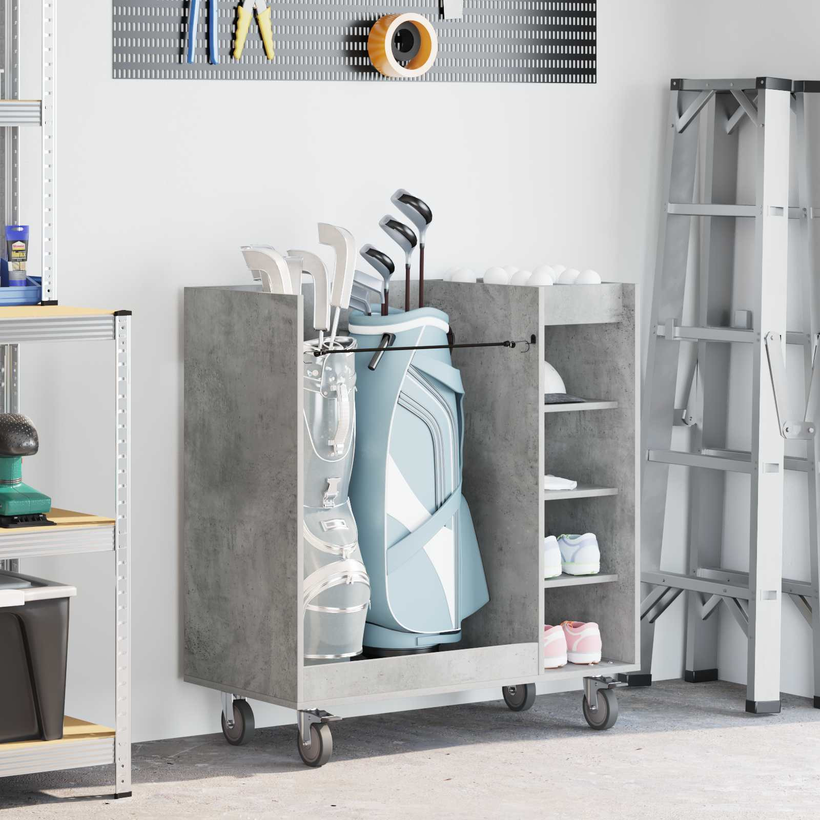vidaXL Golf Schrank Mit Rad Uni Beton Grau 90 x 45 x 98 cm