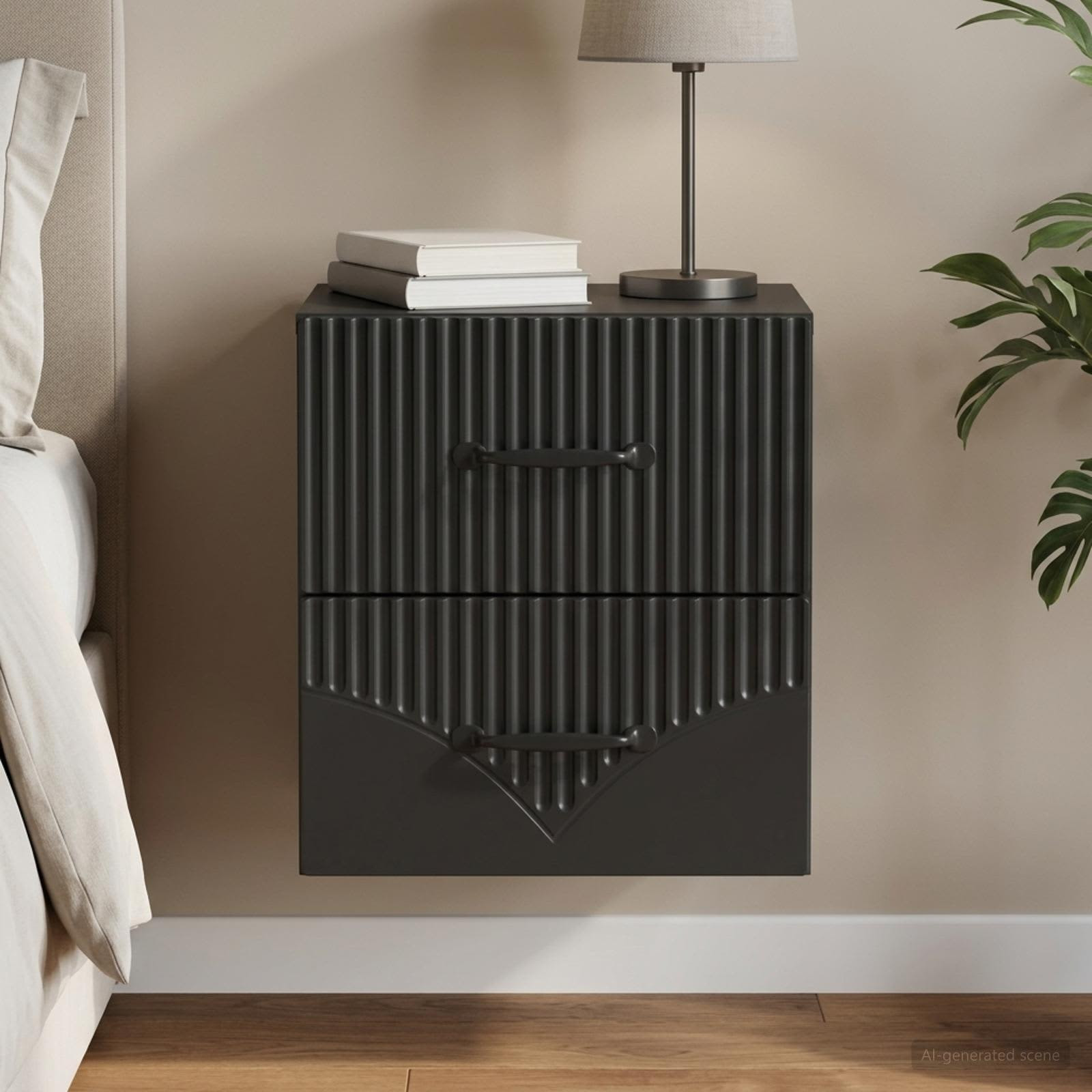 vidaXL Wandmontierter Nachttisch Schwarz 34,5 x 33 x 40 cm