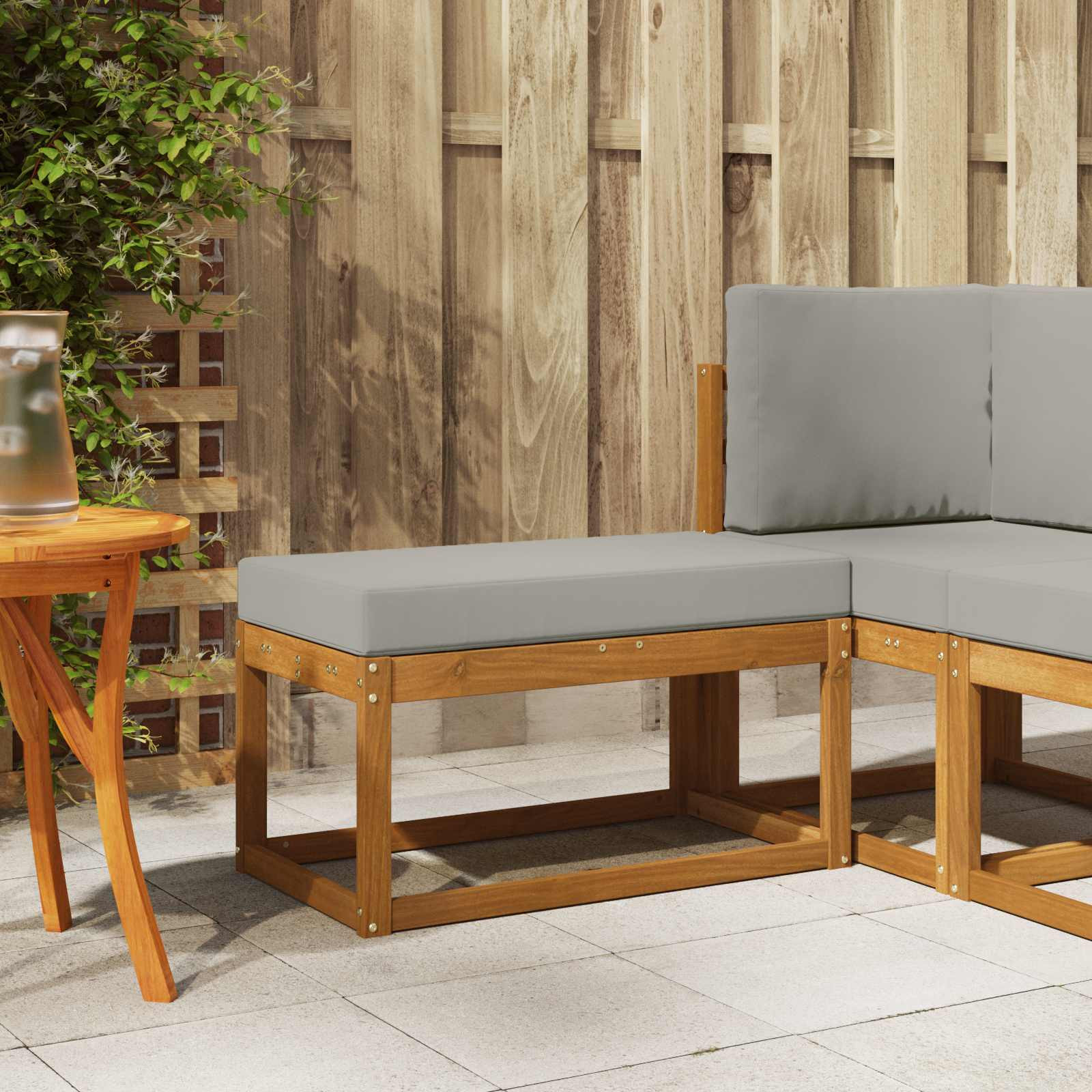 vidaXL Outdoor Hocker Bank Massivholz Akazie Natur