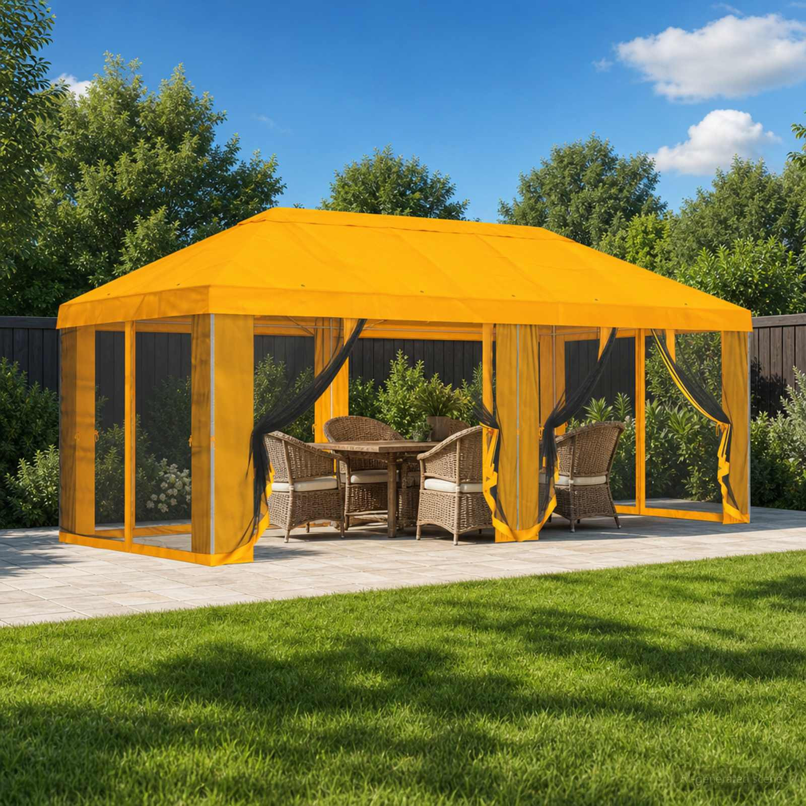 vidaXL Pavillon Dach mit Seitenwänden 6 x 3 m Gelb Polyester 190 gsm