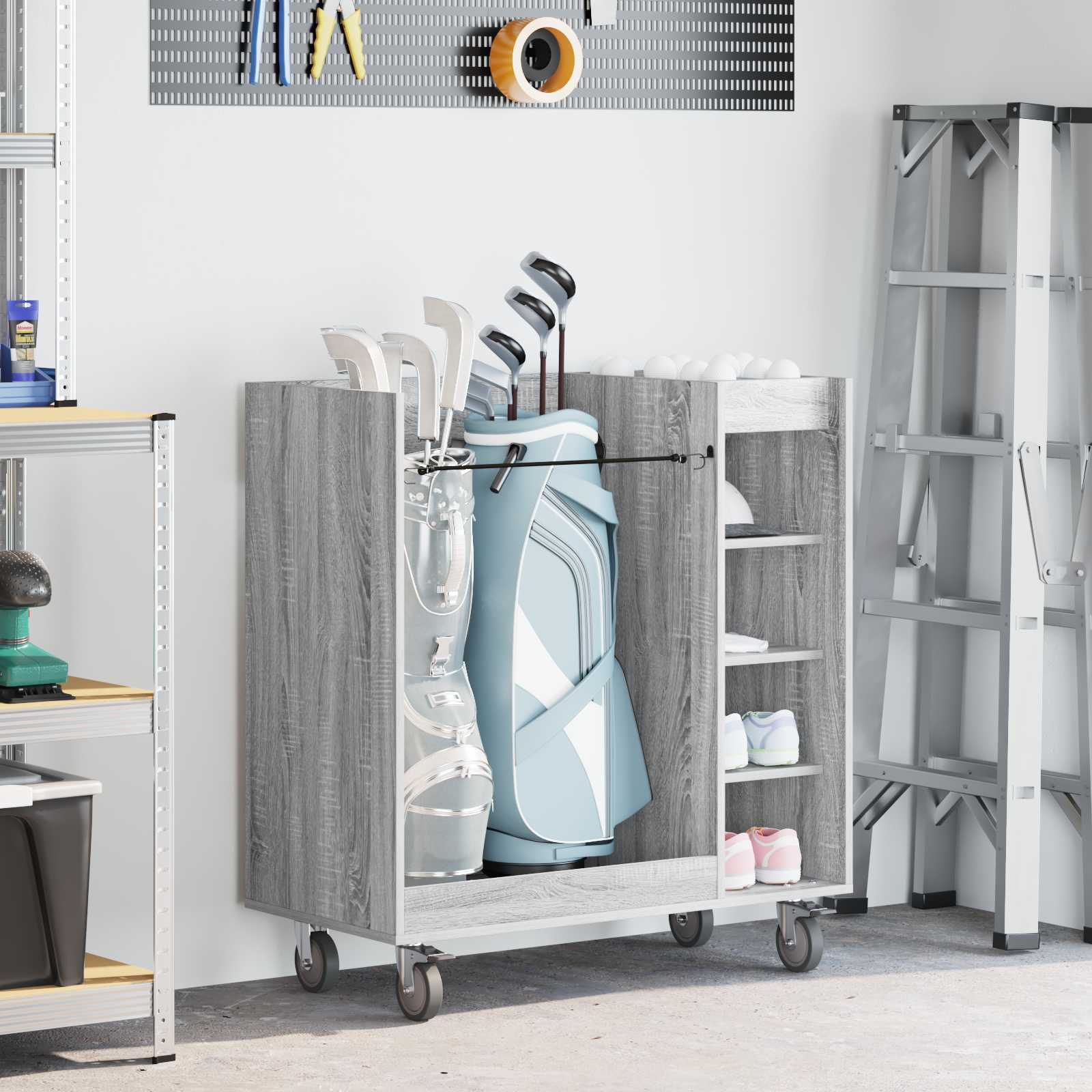 vidaXL Golf Schrank Mit Rad Uni Graues Sonoma 90 x 45 x 98 cm