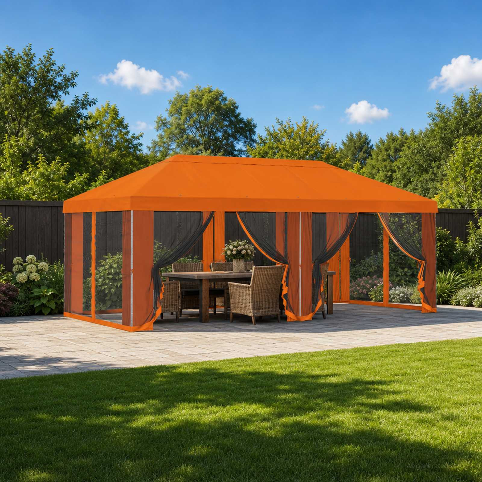 vidaXL Pavillon Dach mit Seitenwänden 6 x 3 m Orange Polyester 190 gsm