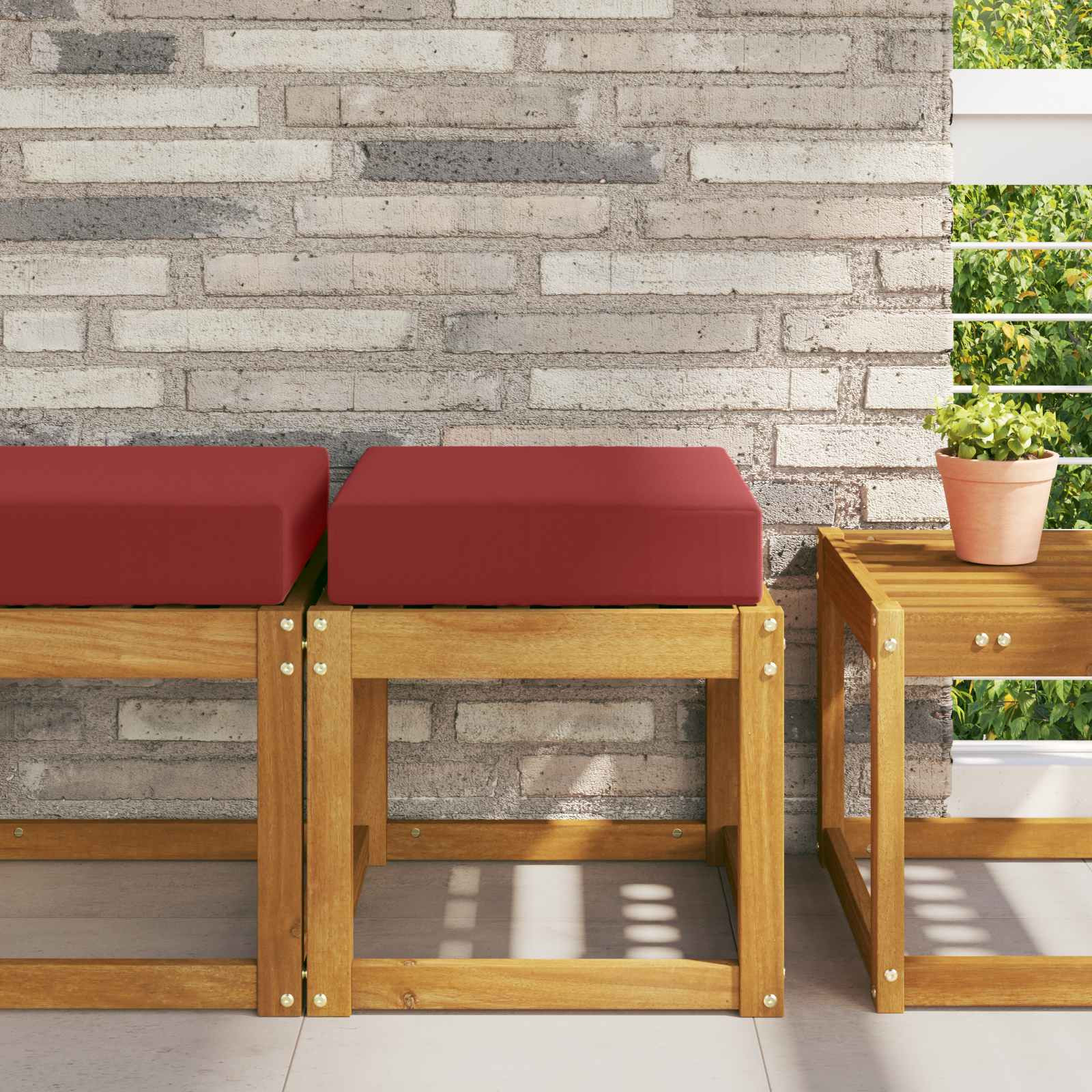 vidaXL Sitzkissen für Outdoor Weinrot 40 x 40 x 8 cm 100 % Polyester