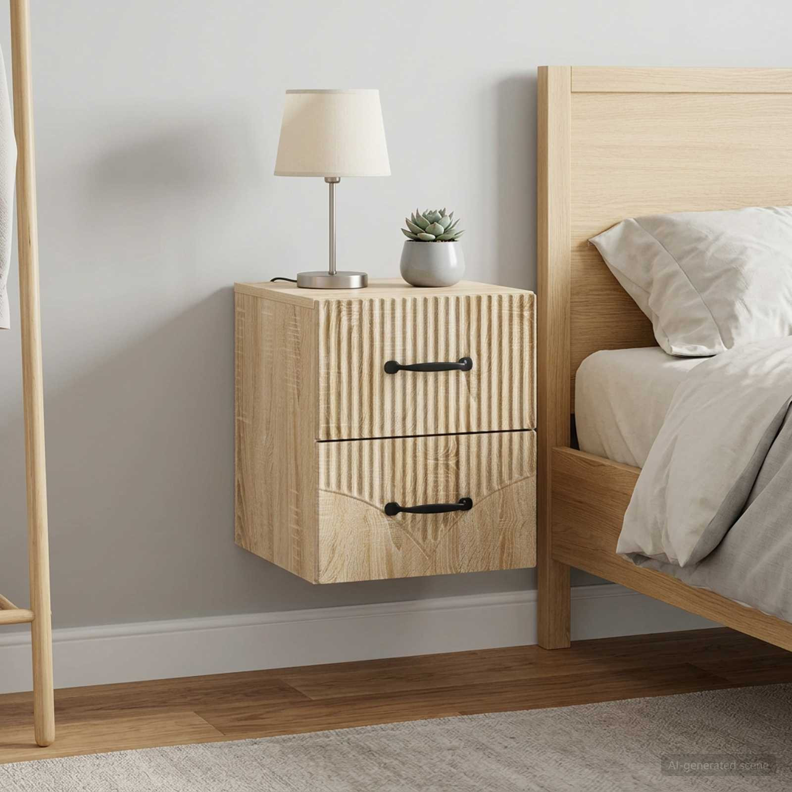 vidaXL Wandmontierter Nachttisch 2 pcs Sonoma-Eiche 34,5 x 33 x 40 cm