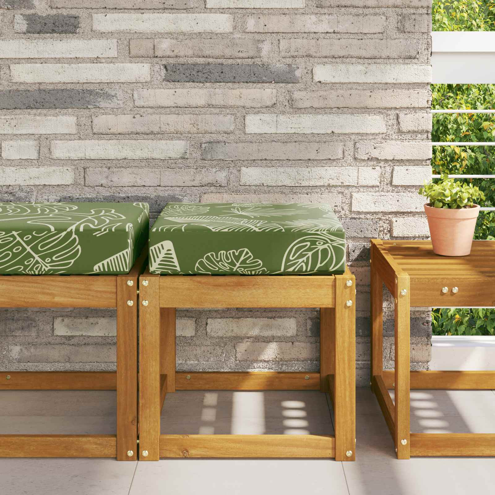 vidaXL Sitzkissen für Outdoor Grüne Blätter 40 x 40 x 8 cm