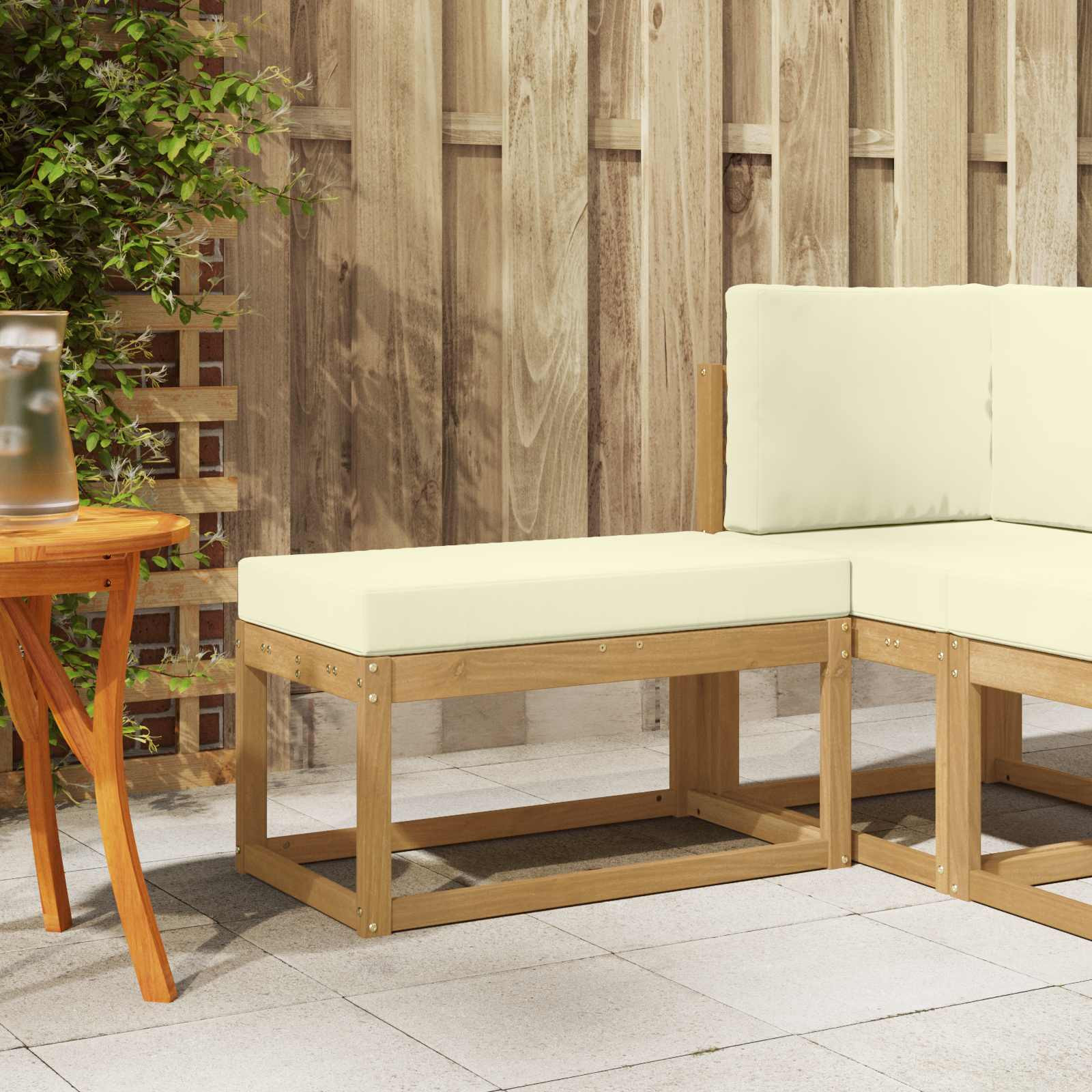 vidaXL Outdoor Hocker Bank Weiß 80 x 43 x 45 cm Massivholz Akazie