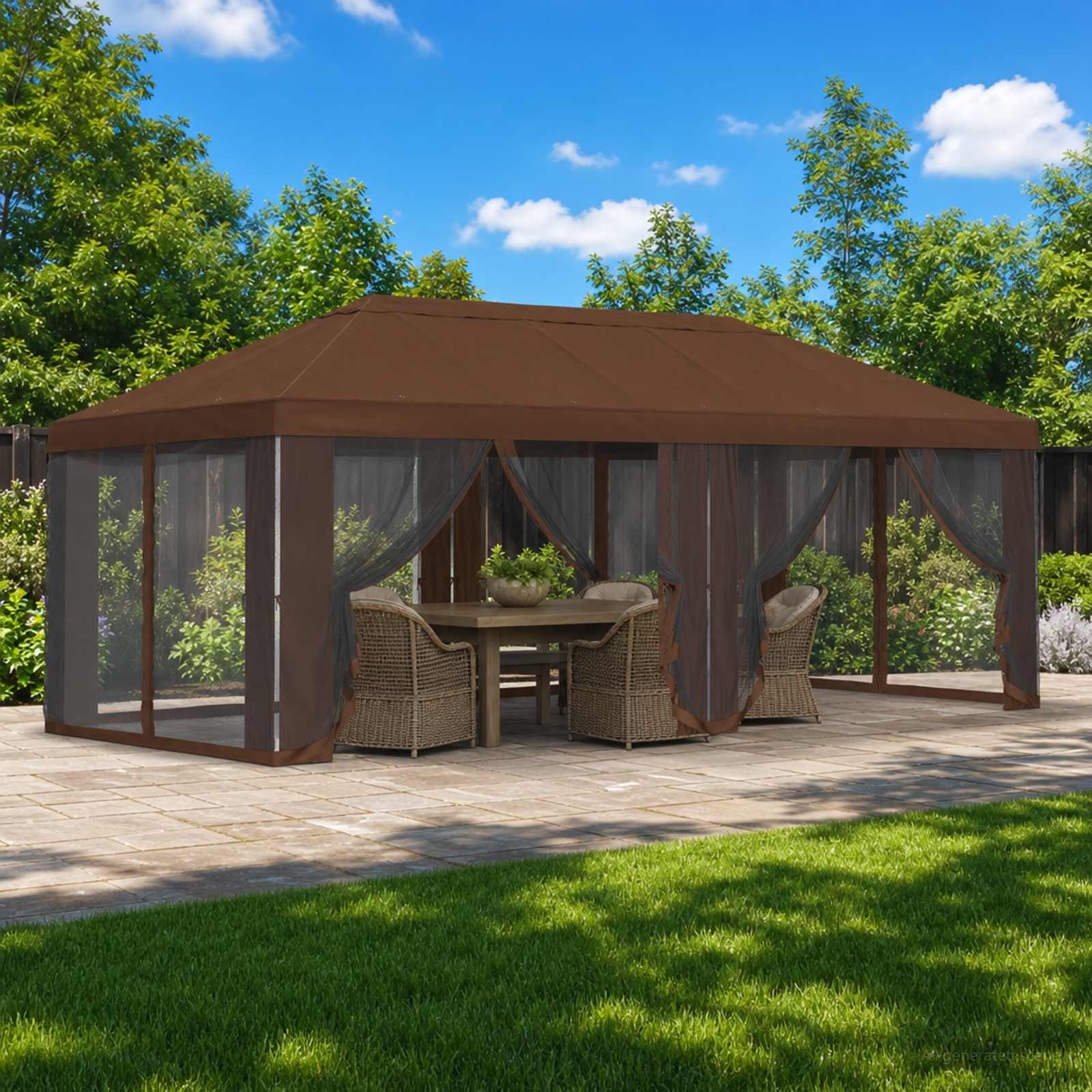 vidaXL Pavillon Dach mit Seitenwänden 6 x 3 m Braun Polyester 190 gsm