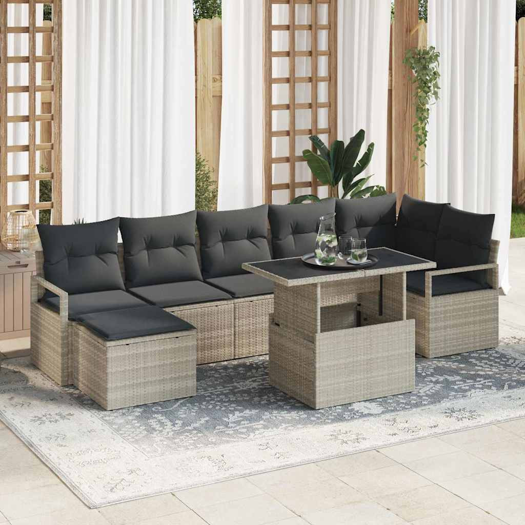 vidaXL Garten-Sofa-Set mit Kissen 8 pcs Hellgrau