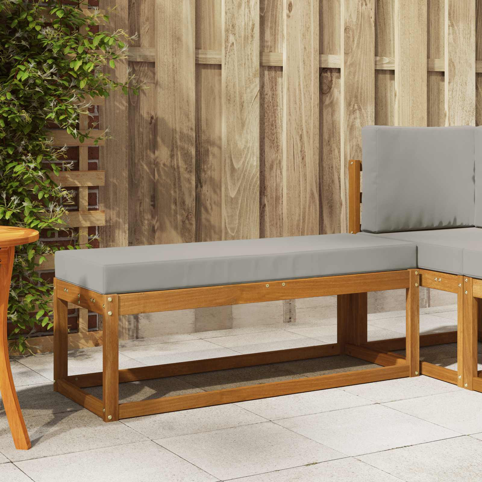 vidaXL Hocker Bank mit Kissen Natürlich und Hellgrau 115 x 43 x 37 cm