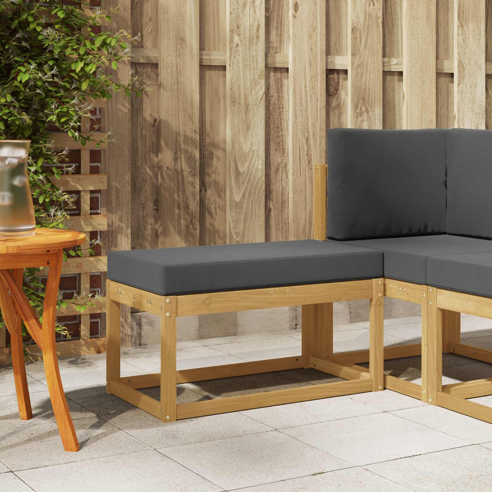 vidaXL Outdoor Hocker Bank Weiß 80 x 43 x 45 cm Massivholz Akazie