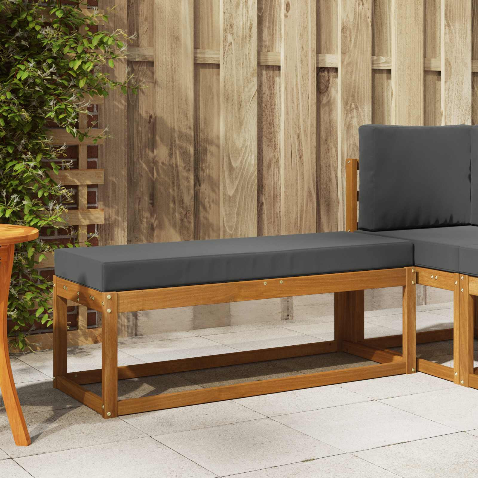 vidaXL Outdoor Hockerbank Natur und Anthrazit 115 x 43 x 45 cm