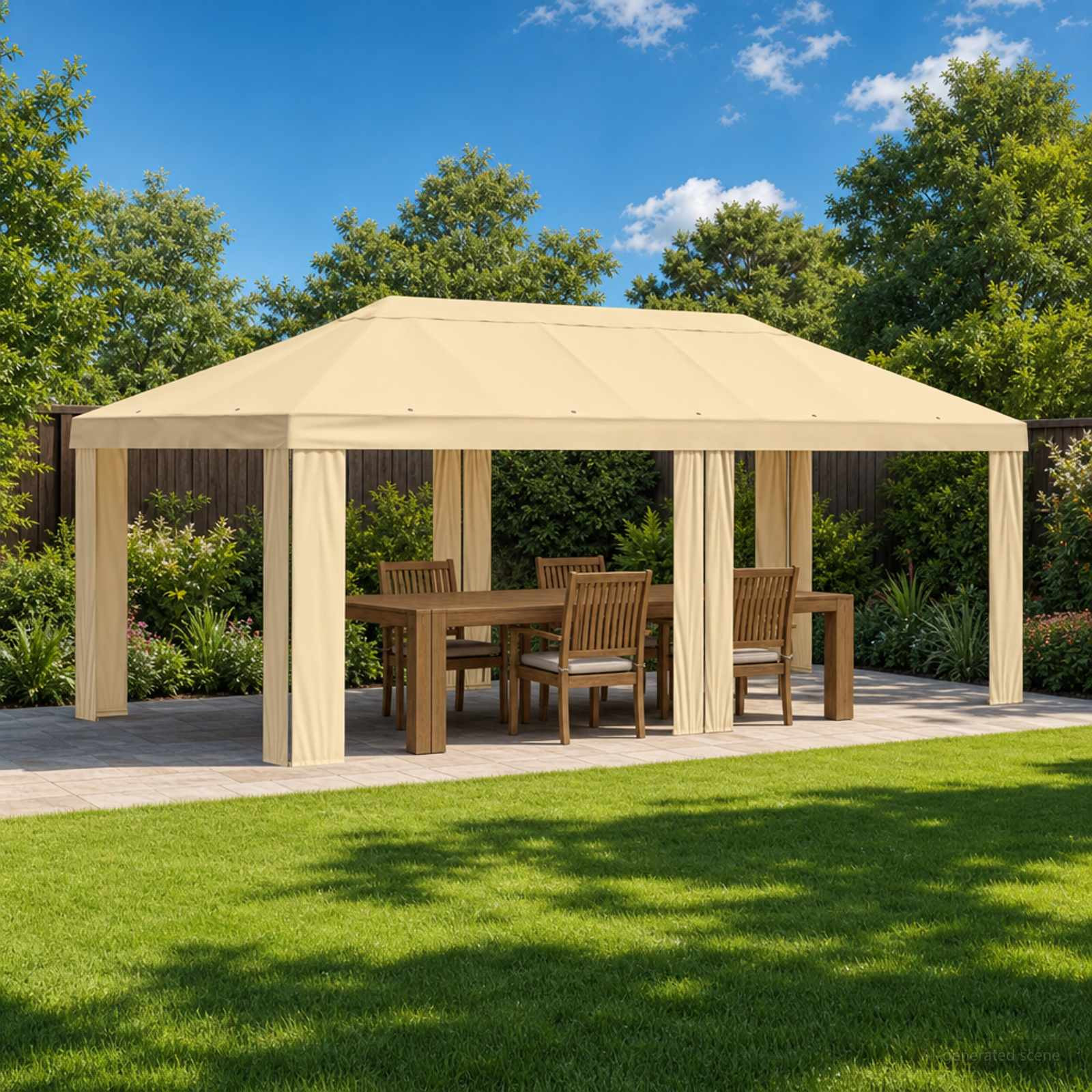 vidaXL Pavillon Abdeckung 6 x 3 m Creme Polyester 190 gsm