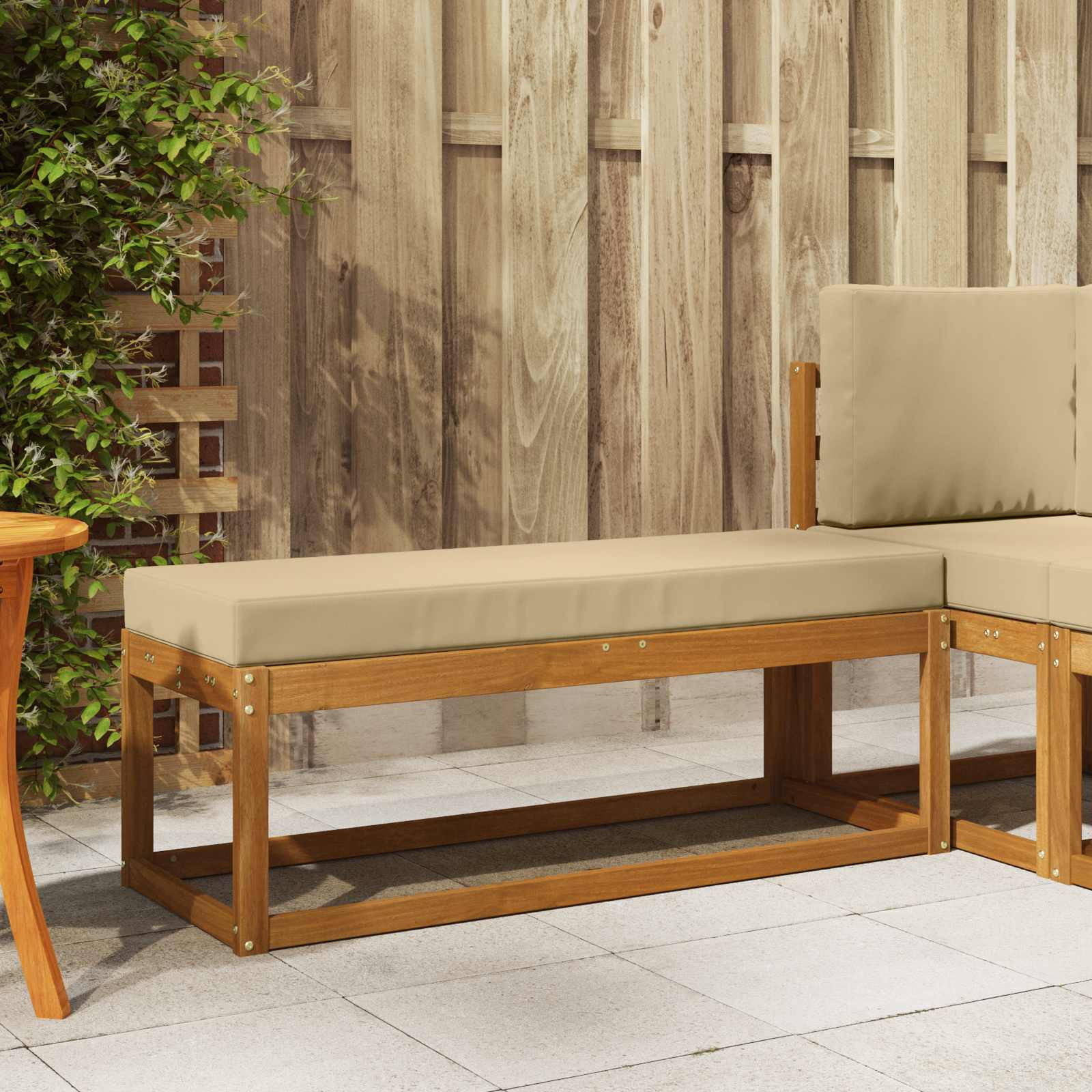 vidaXL Outdoor Hocker Bank Massivholz Akazie Natur