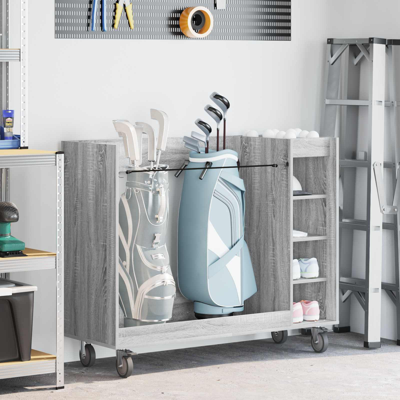 vidaXL Golf Schrank Mit Rad Uni Graues Sonoma 120 x 45 x 98 cm