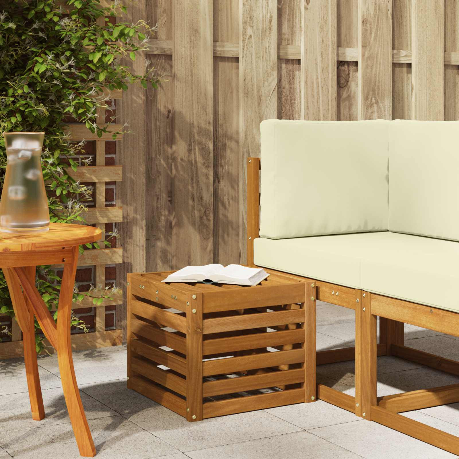 vidaXL Outdoor Hocker Bank Natur 43 x 43 x 37 cm Massivholz Akazie